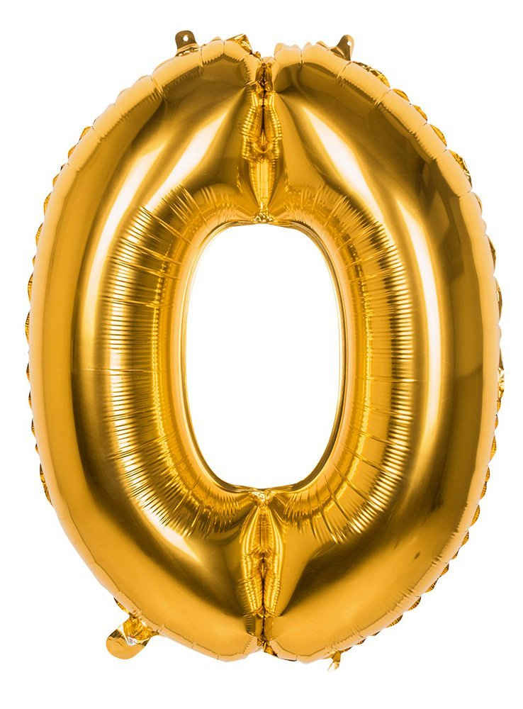 Boland Folienballon Folienballon 0 gold 86 cm, Ballon zur Befüllung mit Gas - für Geburtstag & Jubiläum