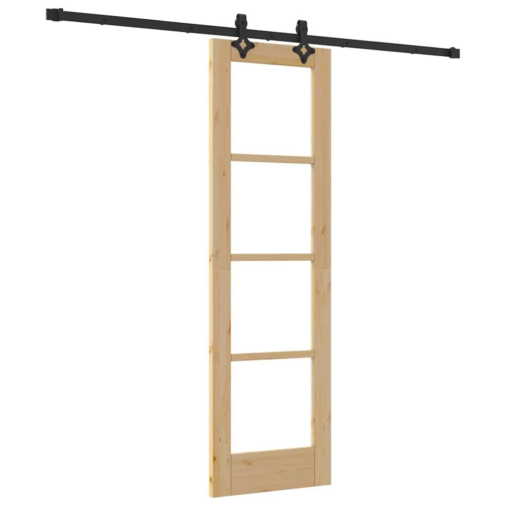 vidaXL Haustür Schiebetür Natur 61 x 198,5 cm Massivholz Kiefer und Glas (1-St)