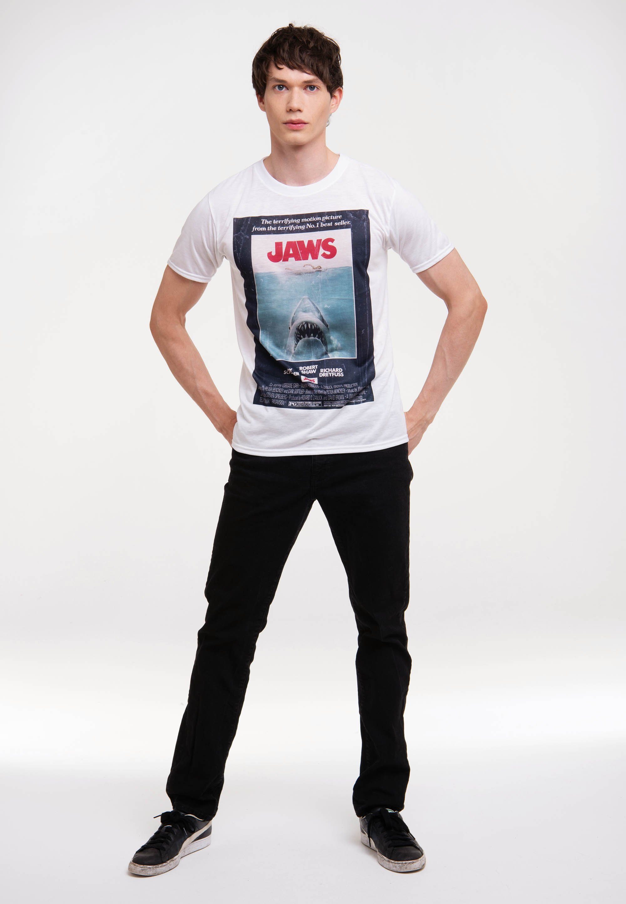 Hai-Print Der T-Shirt LOGOSHIRT mit weiße Jaws