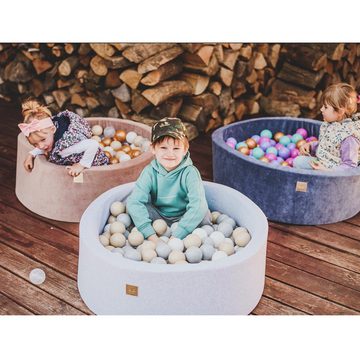 MeowBaby Bällebad Bällebad für Kinder und Babys – Kugelbad 90x30 cm mit 200 Bunten Bällen, (Bällebad mit 200 Bällen), Rundes Bällchenbad, waschbarer Bezug, Made in EU