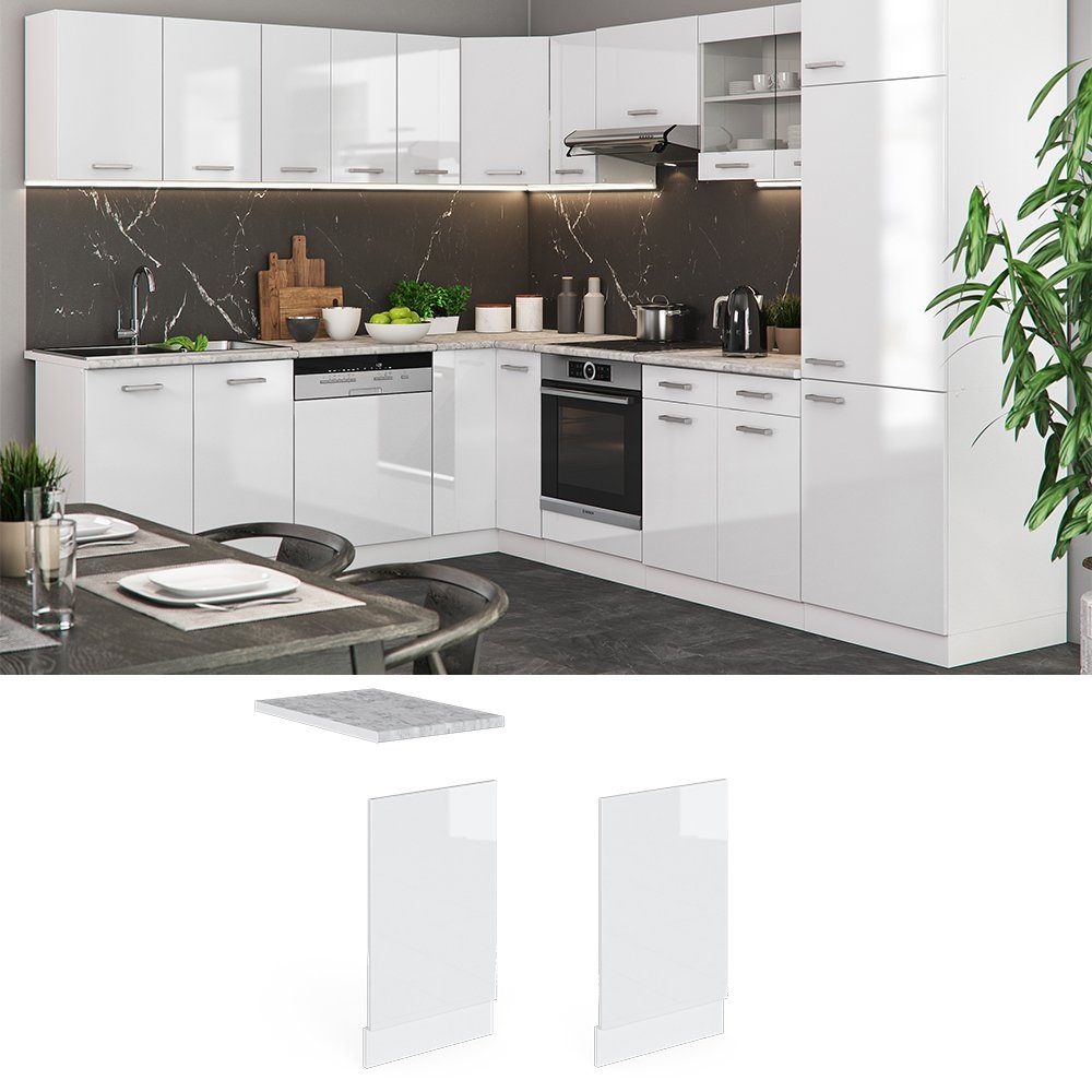 Vicco Frontblende R-Line, Weiß Hochglanz/Weiß, 45 cm ohne Arbeitsplatte (1 St)