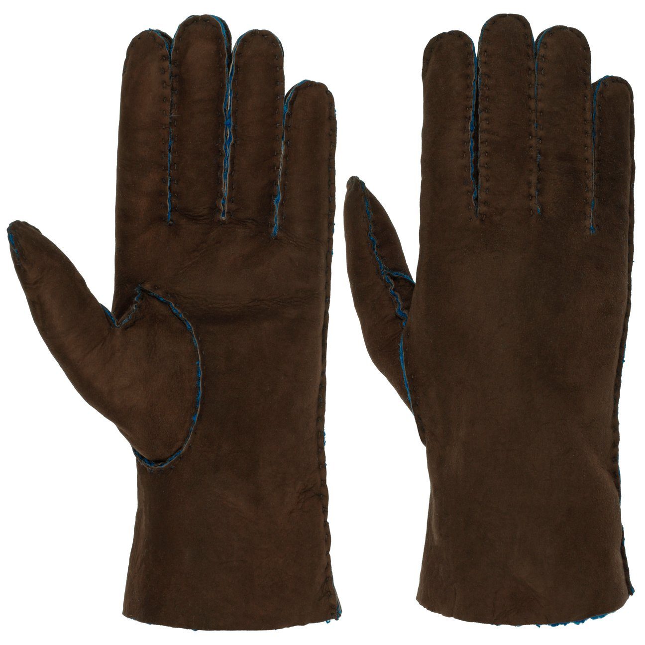 Caridei Lederhandschuhe Handschuhe mit Futter, Made in Italy dunkelbraun