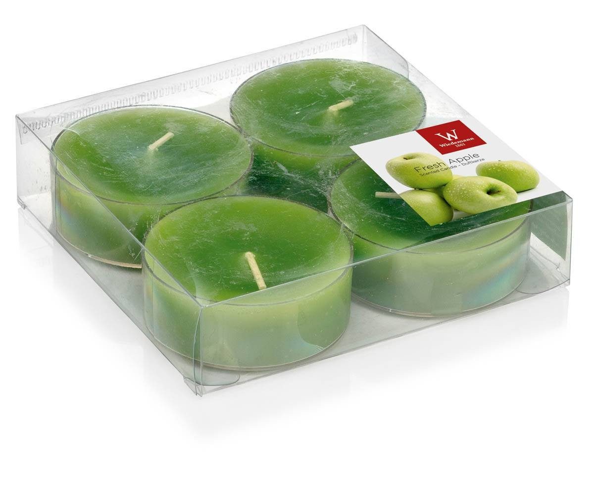 INNA-Glas Teelicht 4er Set Maxi Teelichter Astrid, apfelgrün, 1,9cm, Ø 5,7cm, 8h