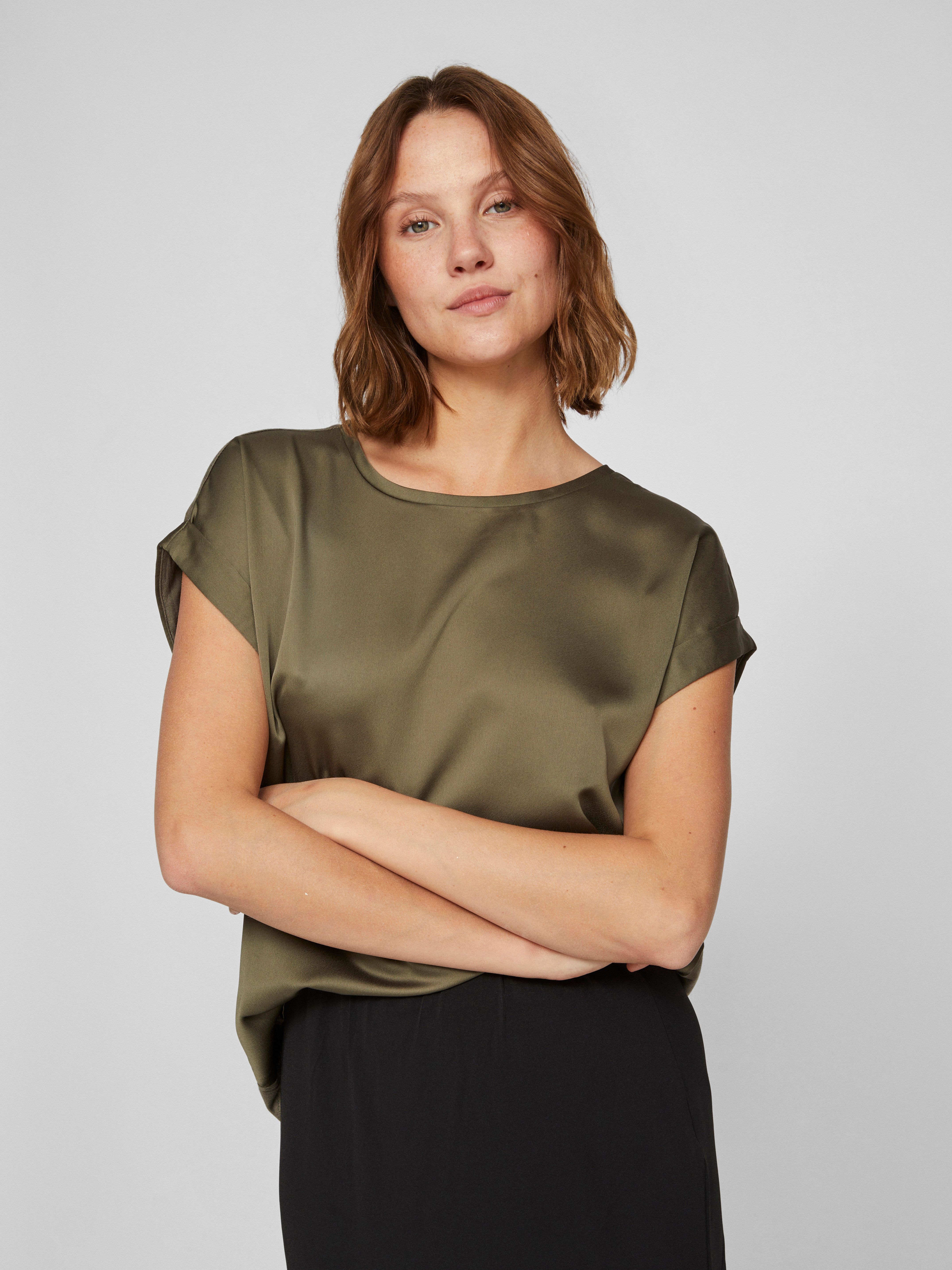 Vila Kurzarmshirt VIELLETTE S/S SATIN TOP - NOOS Satin Optik günstig online kaufen