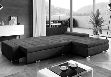 Furnix Ecksofa TOMMASO Sofa mit Schlaffunktion Bettkasten Kissen L-Couch, BxHxT 297x85x210 cm, Liegefläche 150x255 cm, bequem