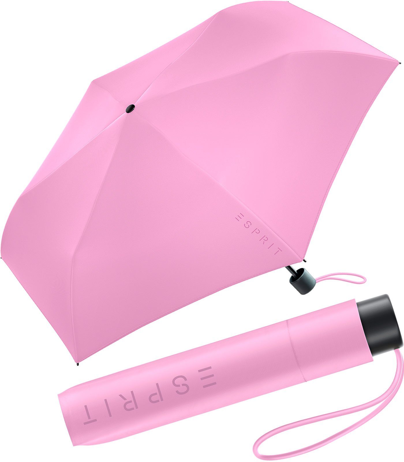 Esprit Taschenregenschirm Mini Regenschirm Damen Slimline FJ 2023, sehr leicht, in den neuen Trendfarben violett