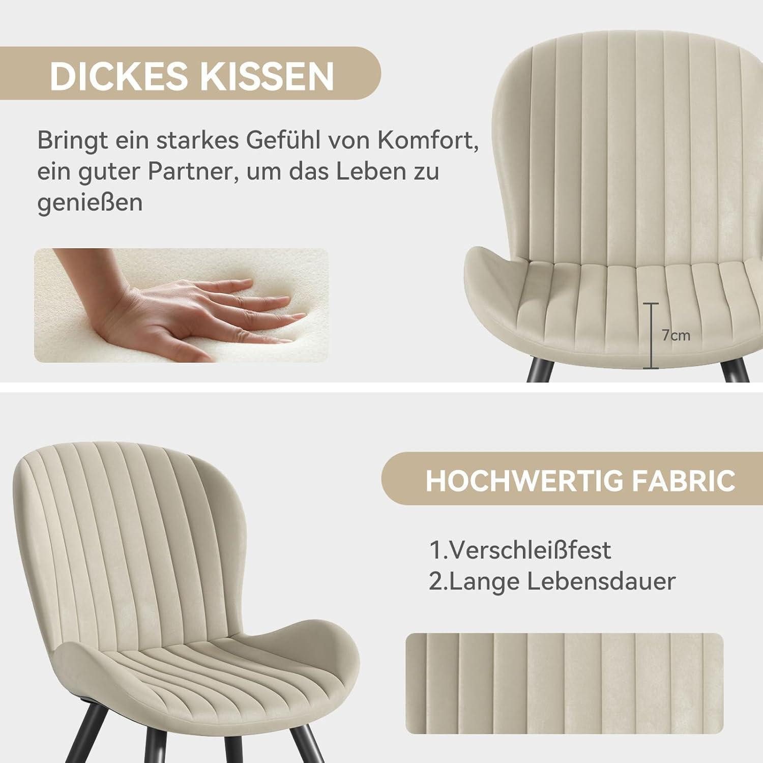 LuxusKollektion Esszimmerstuhl Esszimmerstühle Armlehnstuhl Küchenstuhl 4er Set Beige Farbic