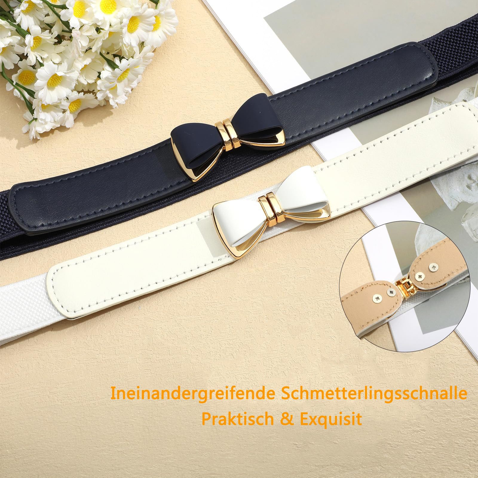Zaewry Taillengürtel Taillengürtel Einfarbiges Klassisches Elastischer Gürtel mit Schleifenschnalle für Frauen Jeans Hosen Kleider