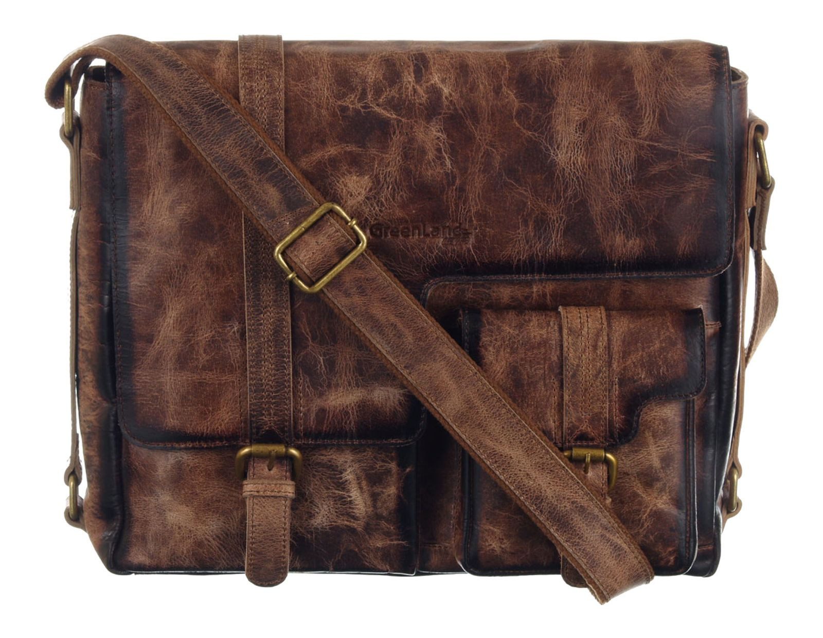 GreenLand Nature Businesstasche Messenger Bag, aus echtem Leder