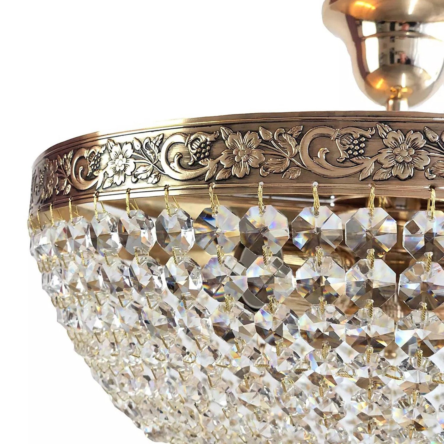 Kristall Gold PLAZA Kristallen PGA-Lights Deckenleuchte aus Ø50cm Deckenleuchte gefertigt