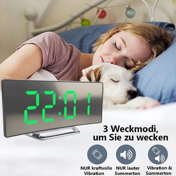 Houhence Wecker Digitaler Wecker für Schlafzimmer, Digitaluhr mit gebogenem Design