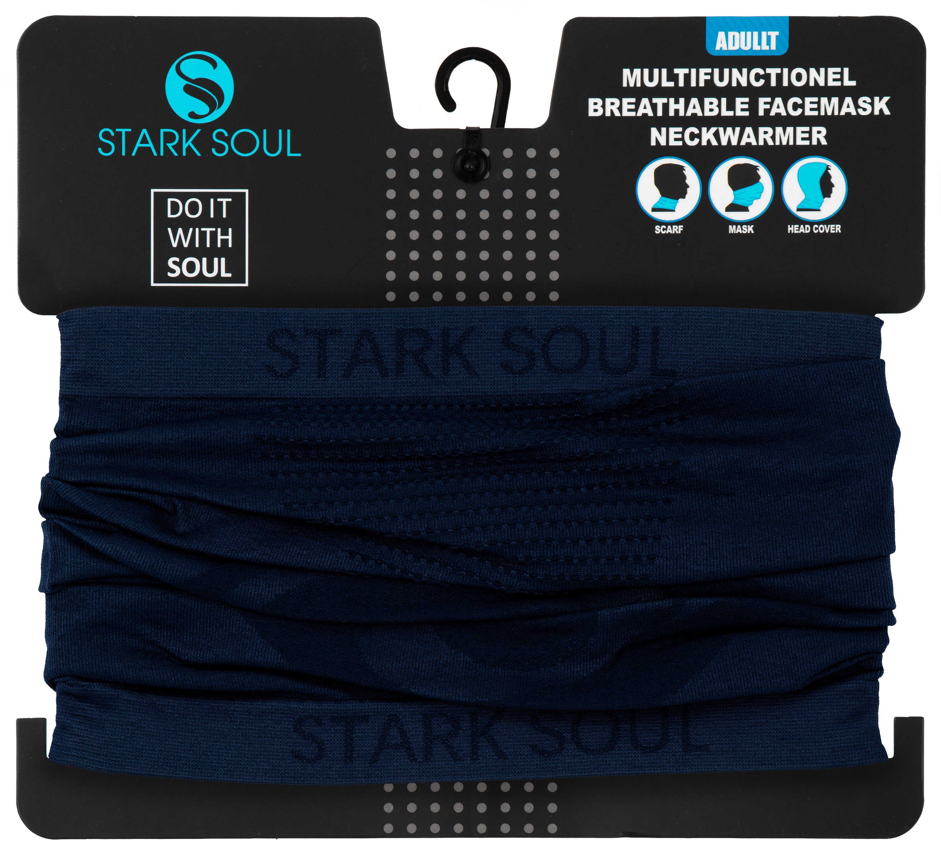 Soul® -BREATH- Seamless Multifunktionstuch Marineblau Multifunktions Halstuch Facemask Neckwarmer, Stark