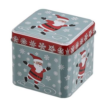 CEPEWA Keksdose Blechdosen 4er Set Weihnachtsmotive Metall 7,5x6,5x7,5 cm quadratisch