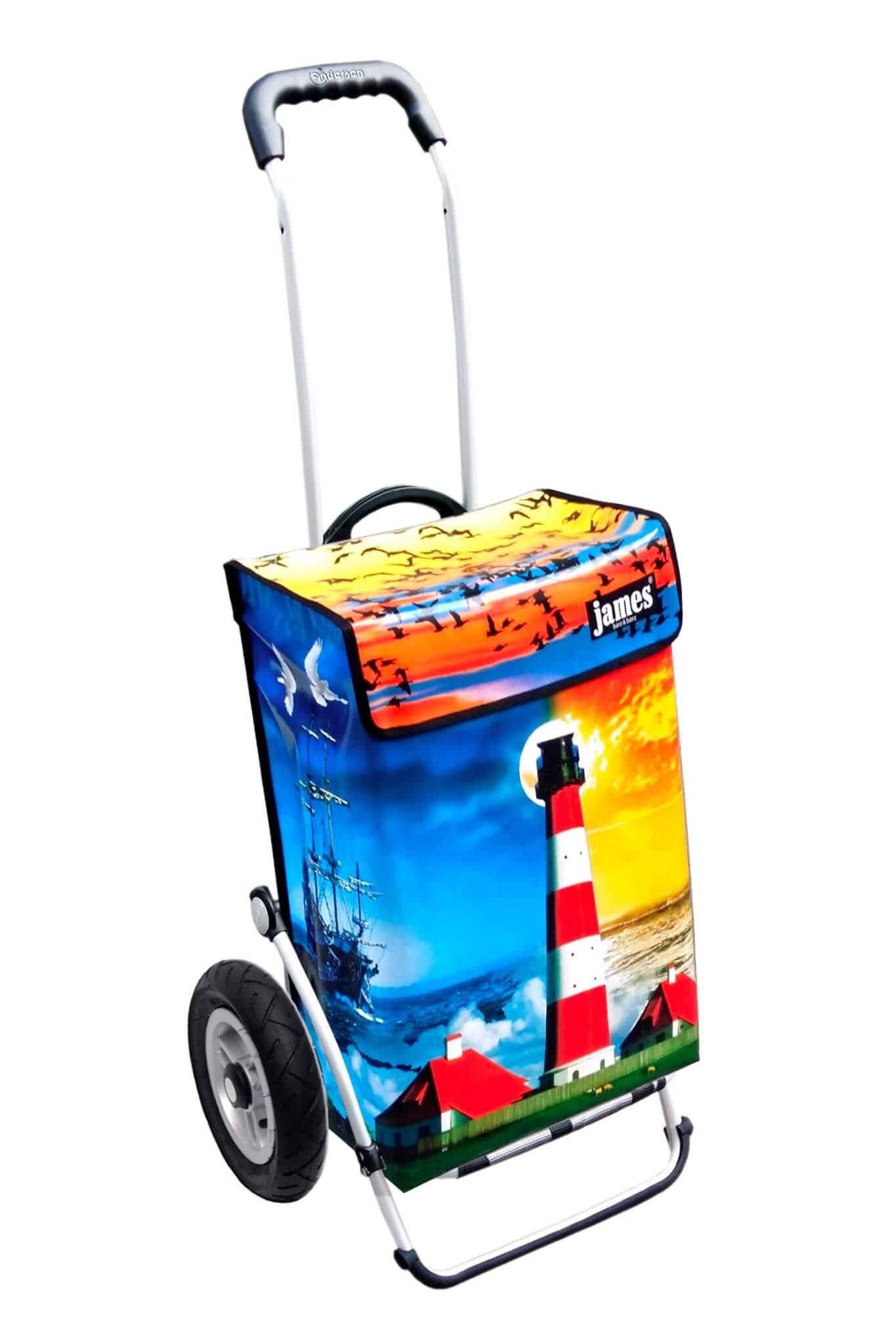 james Einkaufstrolley LIGHTHOUSE - stabiler Einkaufswagen mit individuellem Design, Handmade in Austria - Einkaufsbegleiter mit viel Stauraum - trägt 40kg