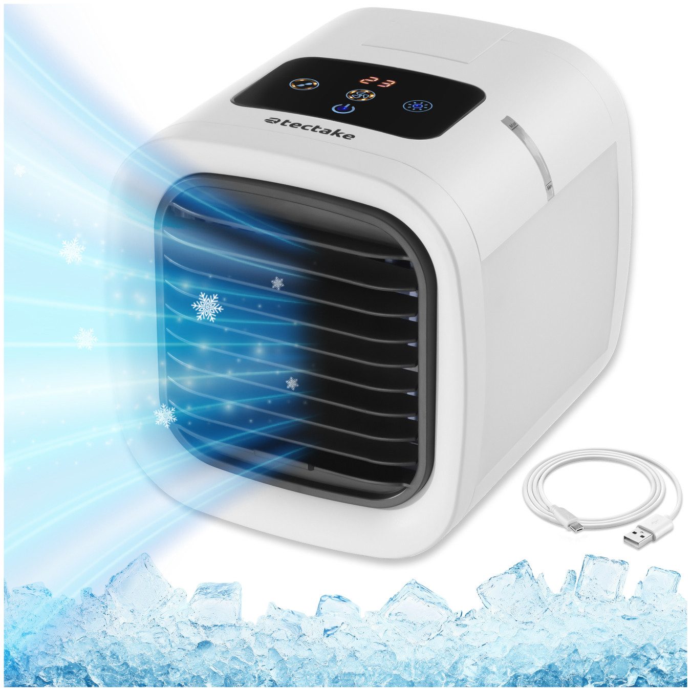 tectake Tischventilator Luftkühler, seitliche LED-Beleuchtung mit günstig online kaufen