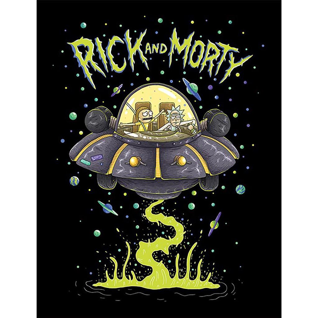 Rick and Morty Bild mit Rahmen UFO, Gerahmtes Bild Kunstdruck