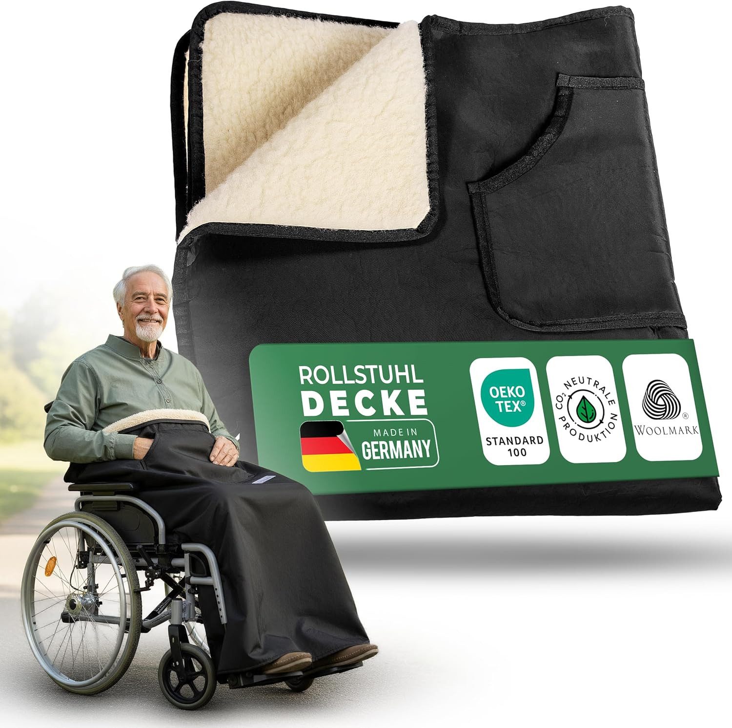 Novaliv Haltungskissen, 1-tlg., NOVALIV Schurwoll Kniedecke Outdoor Rollstuhl - Warme Beindecke mit wa