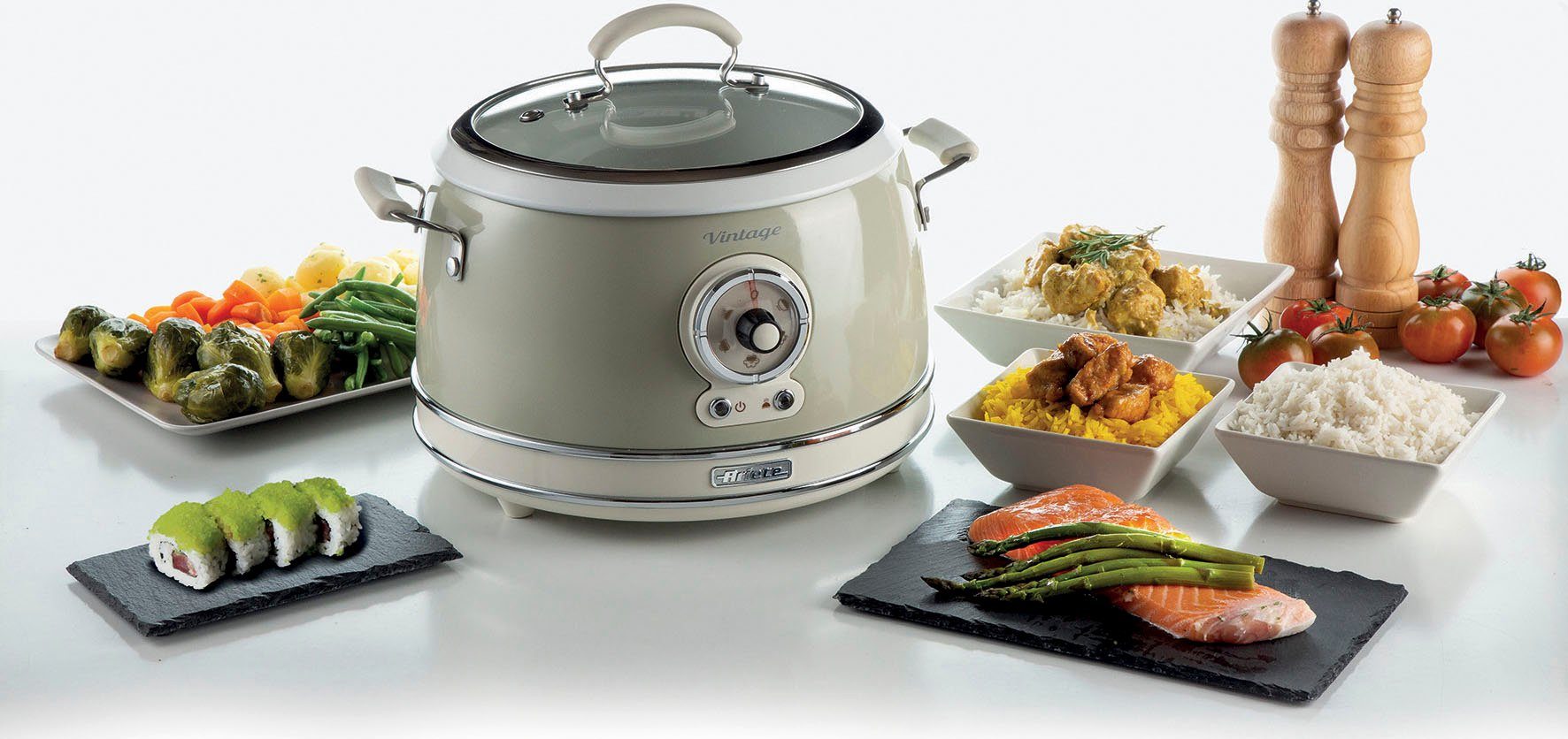 Ariete Multikocher 2904GR, 650 W, 3 l Schüssel, Slowcooker/Reiskocher