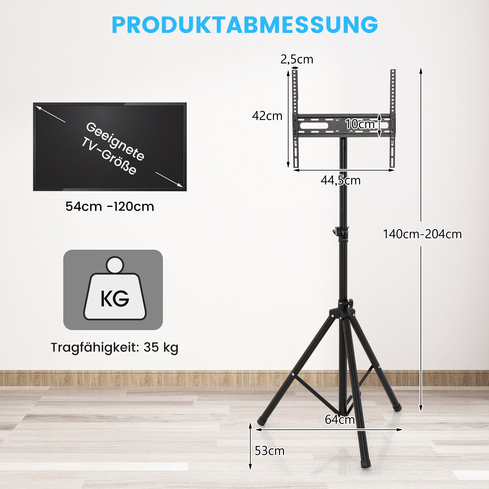 KOMFOTTEU Beamer-Standfuß, (TV Ständer aus Metall, für 21–47 Zoll Bildschirm)