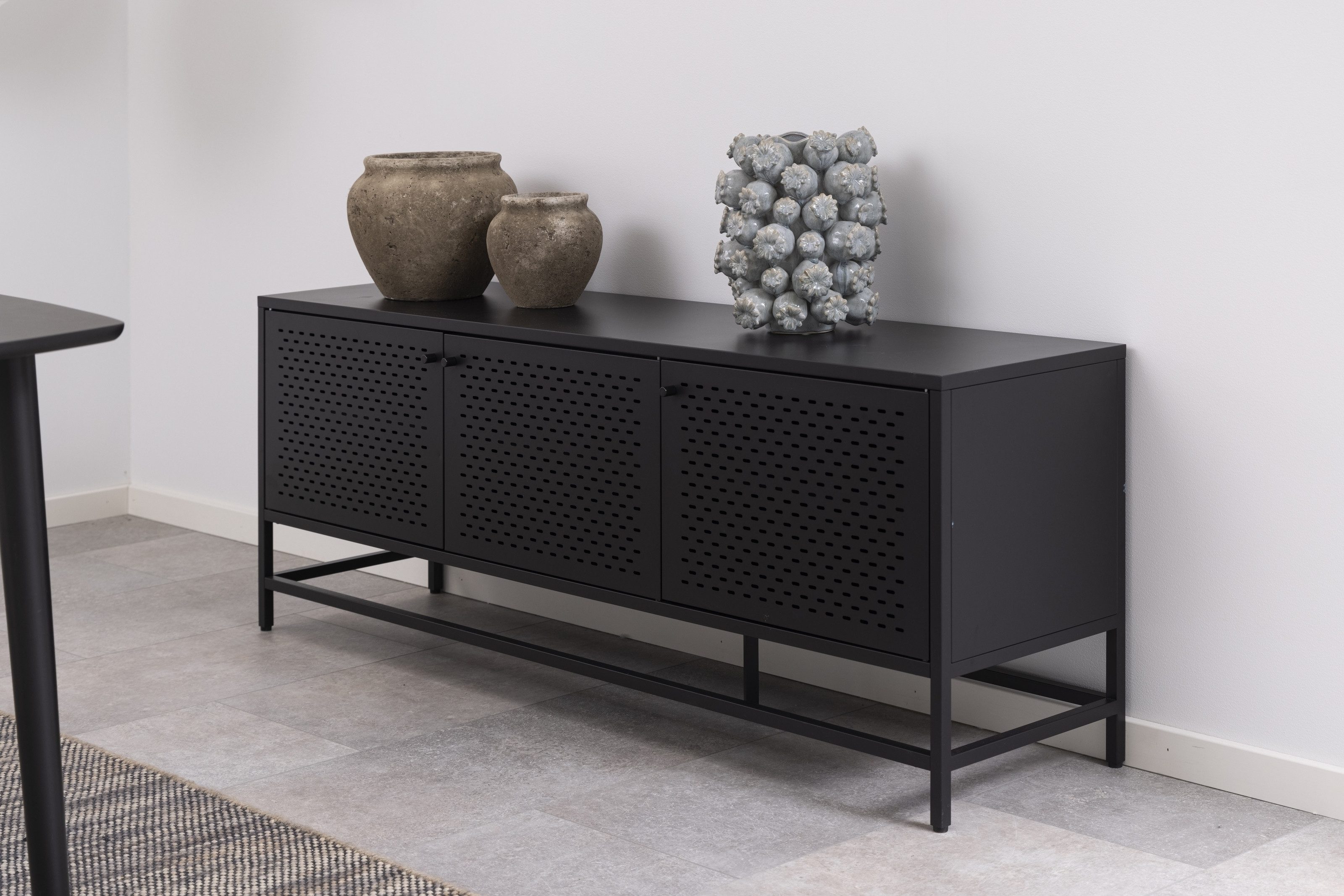 Anrichte in schwarz, Stahl - 160x60x40cm (BxHxT)