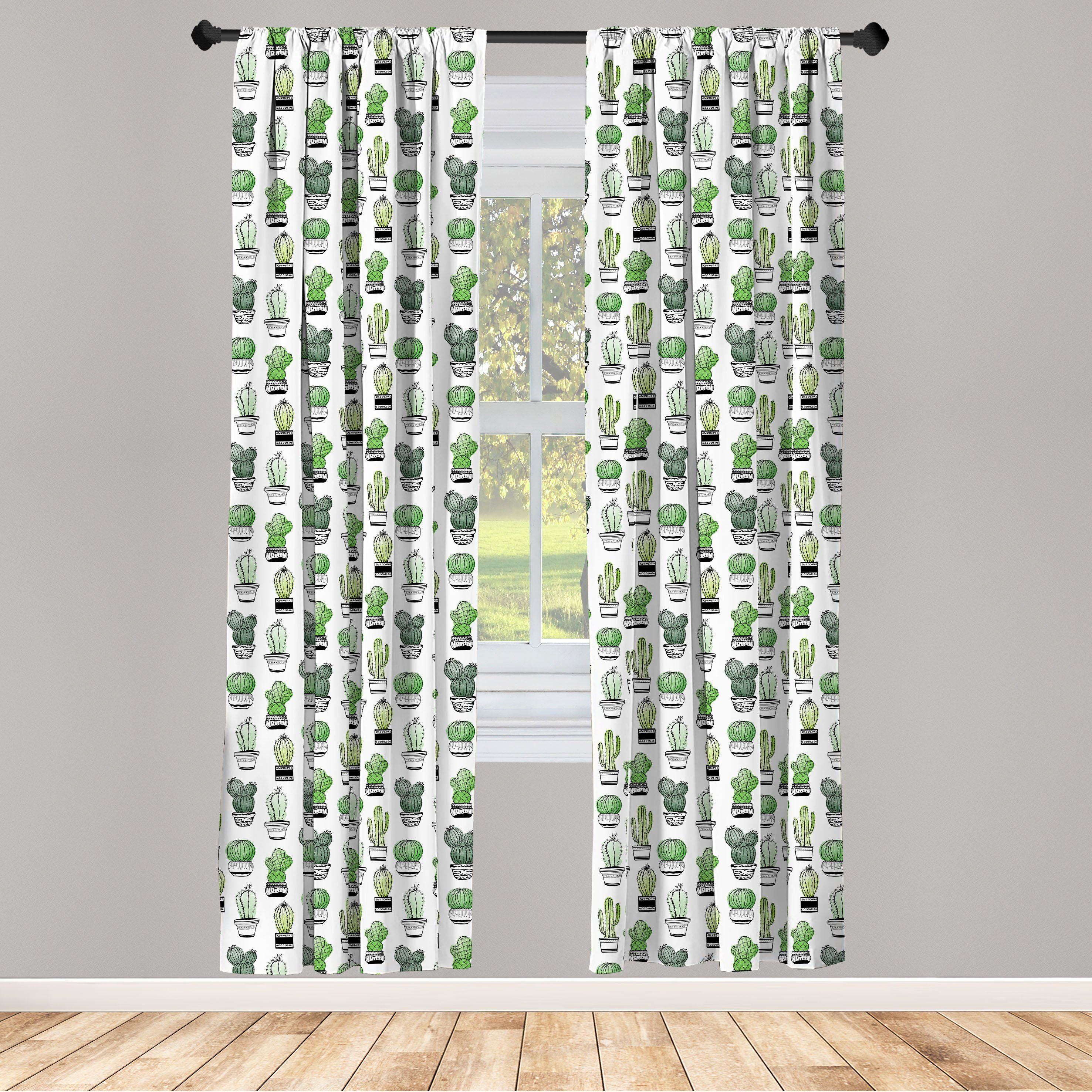 Latino-Laub-Muster Vorhang für Dekor, Microfaser, Kaktus Wohnzimmer Schlafzimmer Abakuhaus, Gardine
