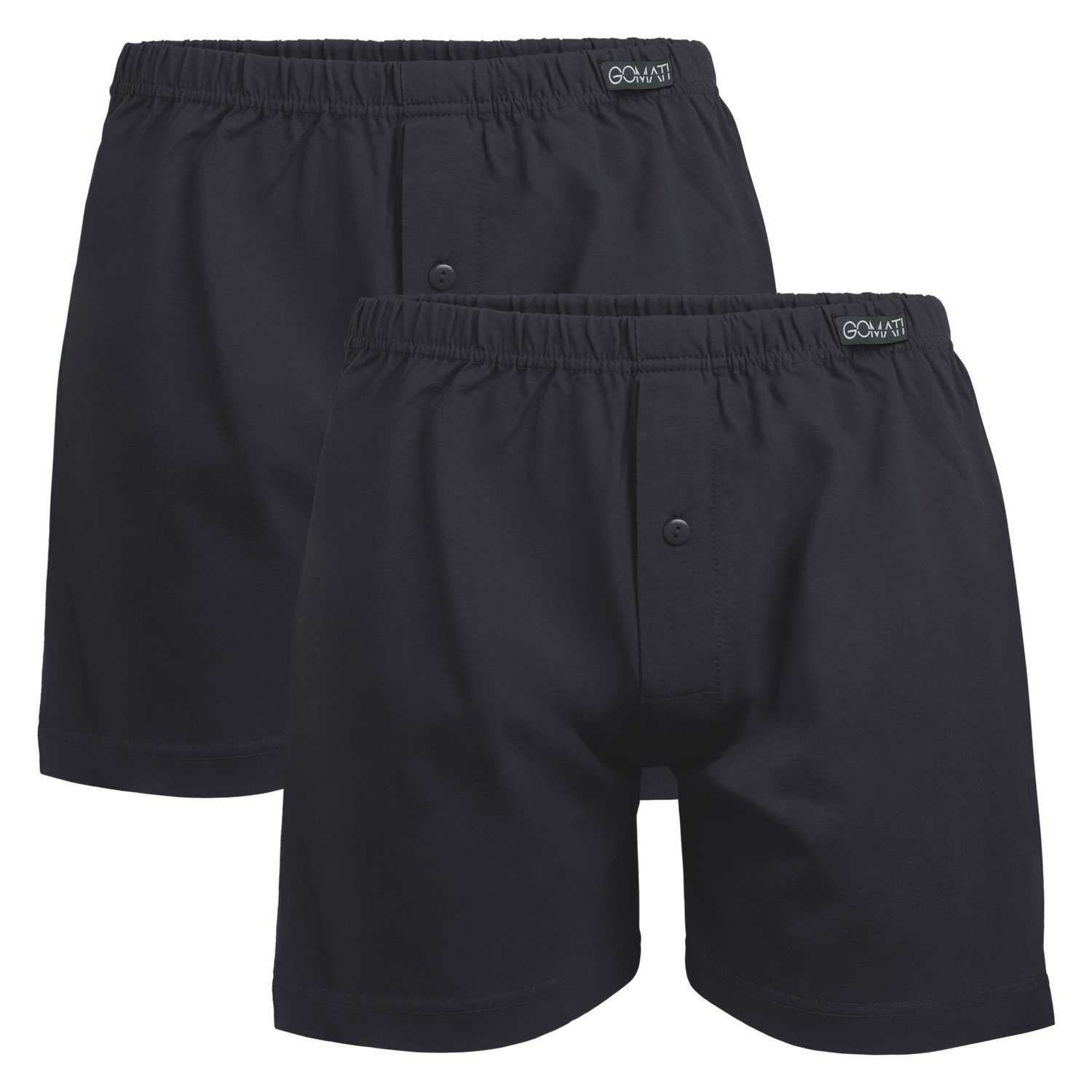 Gomati Boxershorts Jersey (2er Herren Pack) Boxershorts aus Shorts Stretch Baumwolle Schwarz