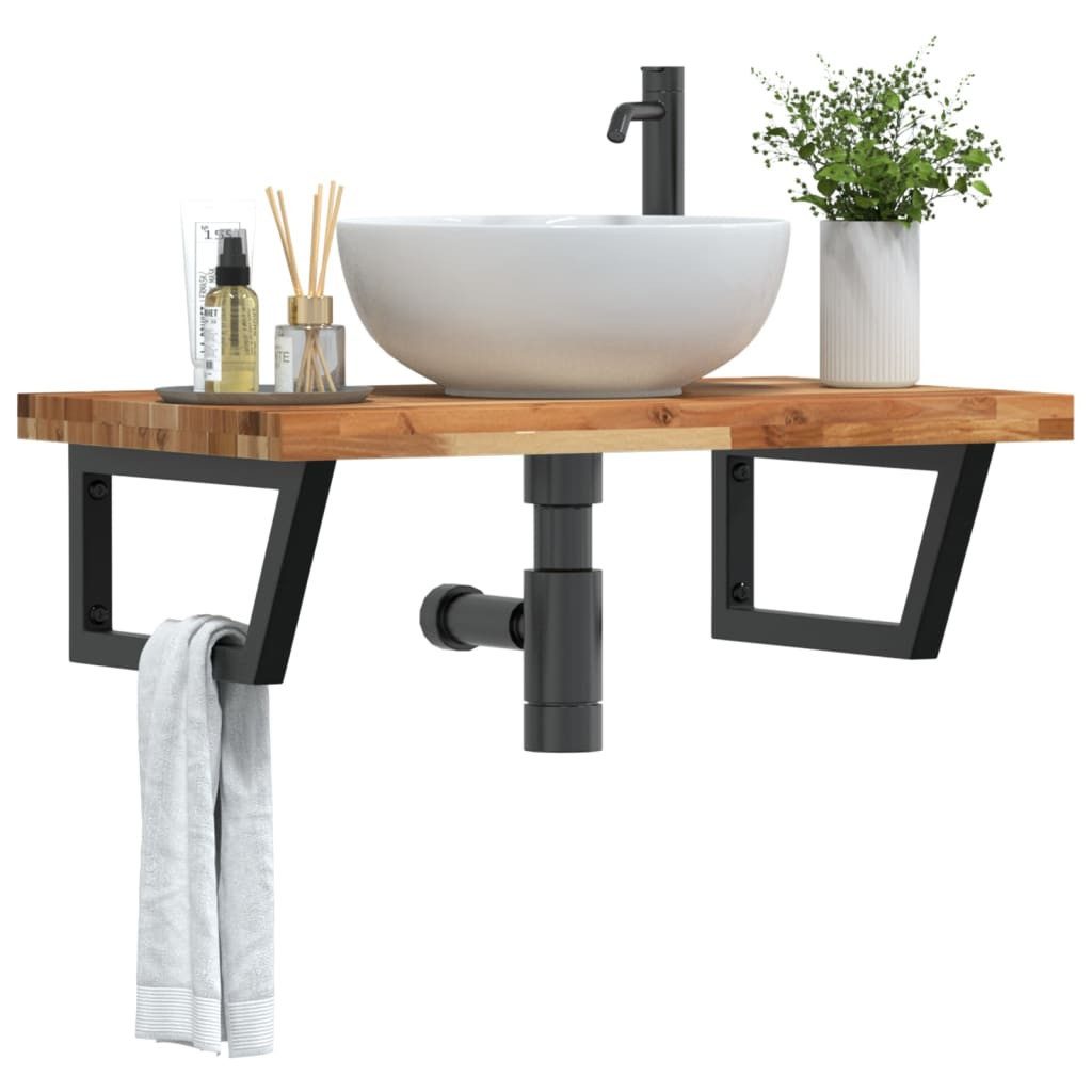 vidaXL Badezimmerspiegelschrank Waschbeckenregal Wandmontage Stahl und nholz (1-St)