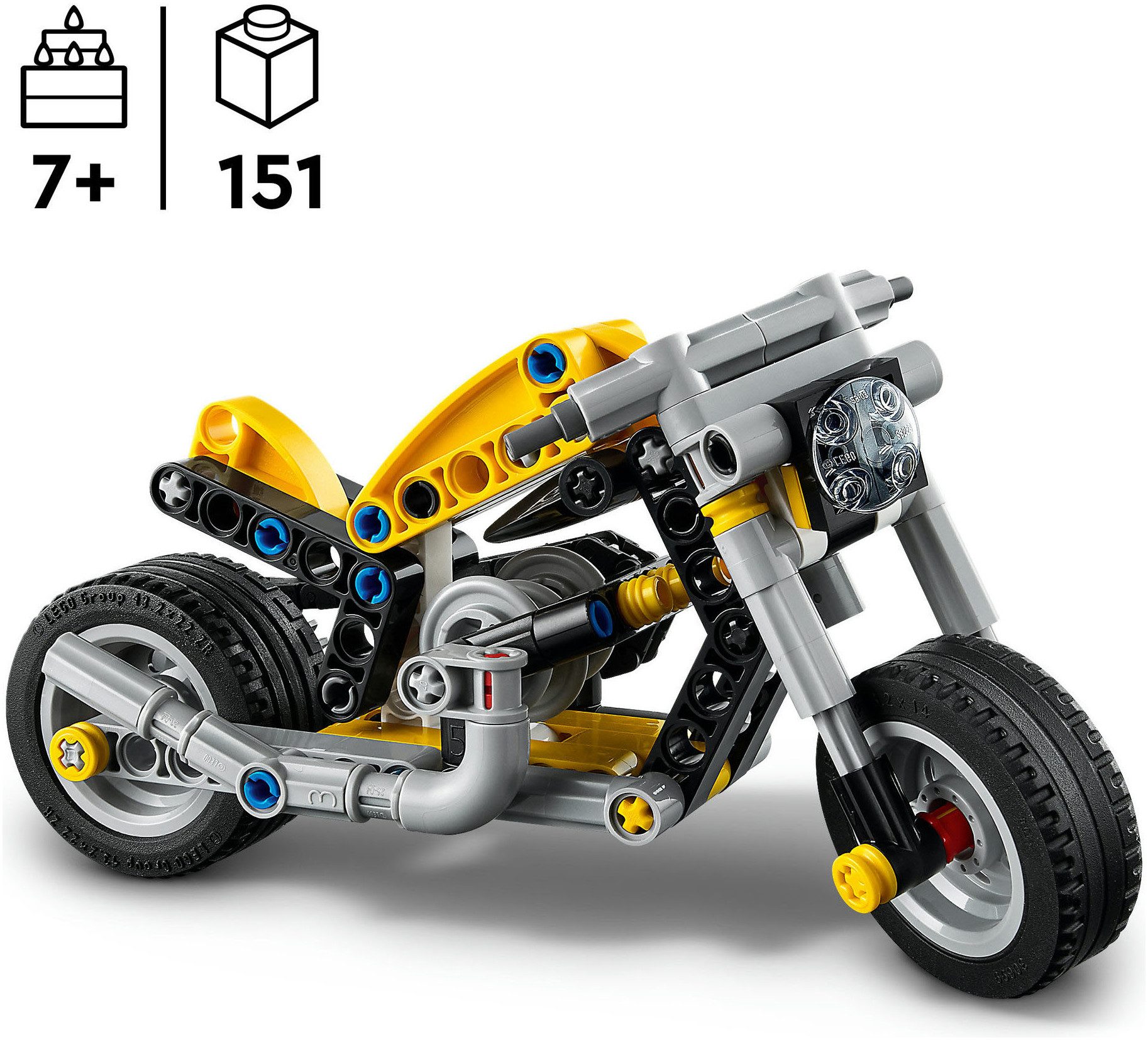 LEGO® Gelbes Motorrad (42225), LEGO Technic Konstruktionsspielsteine, (151 St) – Bild 3 von 5