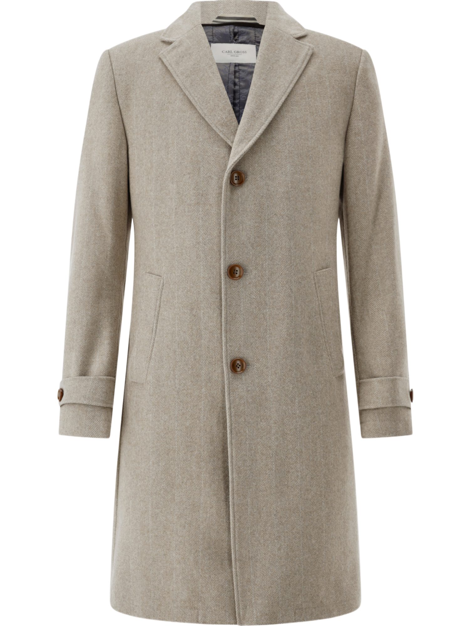 Carl Gross Langmantel natur,Outdoor,Polyester,Unifarben,Reverskragen,Lang,Modern Fit