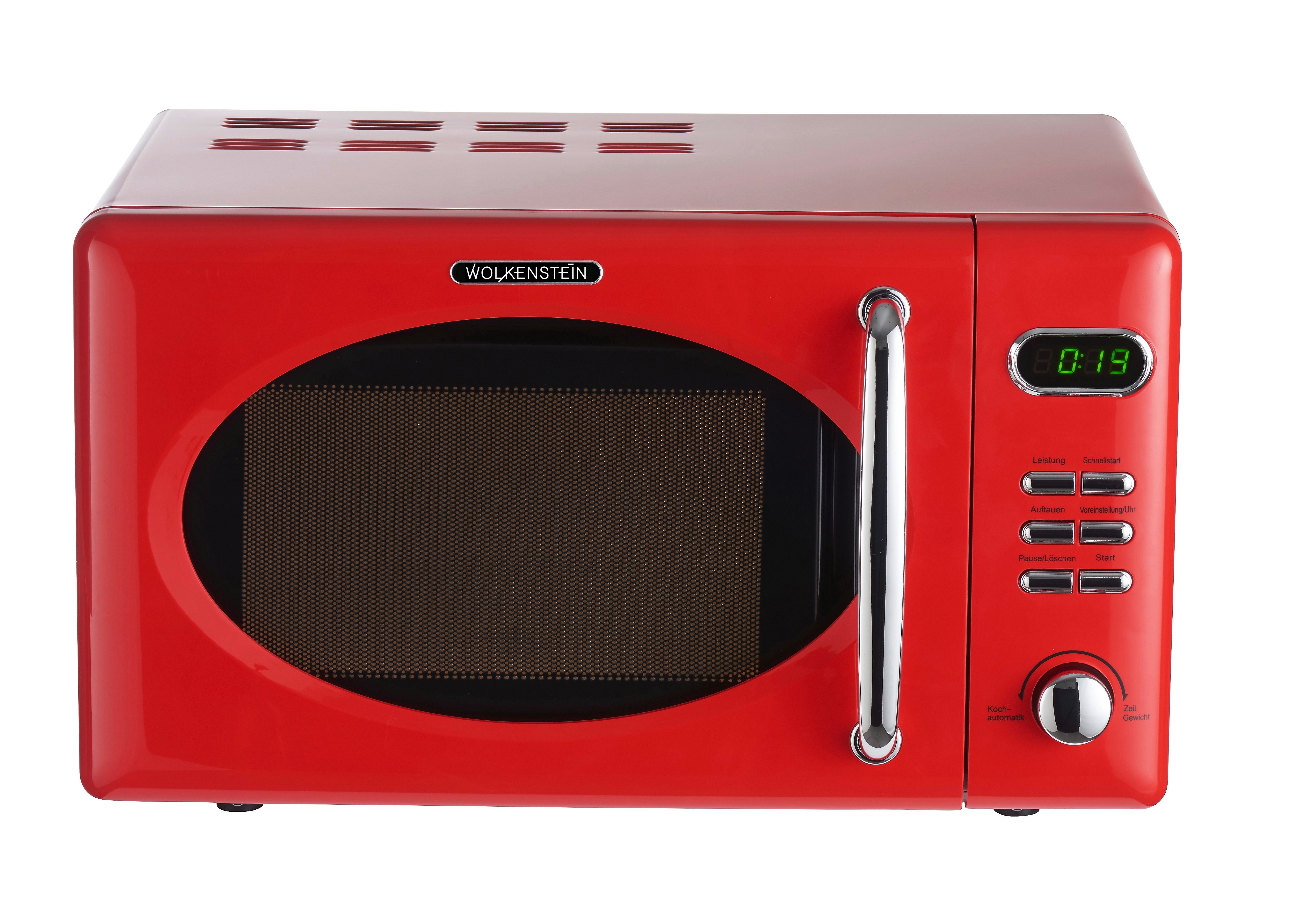 Wolkenstein Mikrowelle WOLKENSTEIN Mikrowelle WMW720 FR, Retro, 700 W, rot, Automatische Garprogramme 8, Auftaufunktion, 20,00 l, digitaler Timer