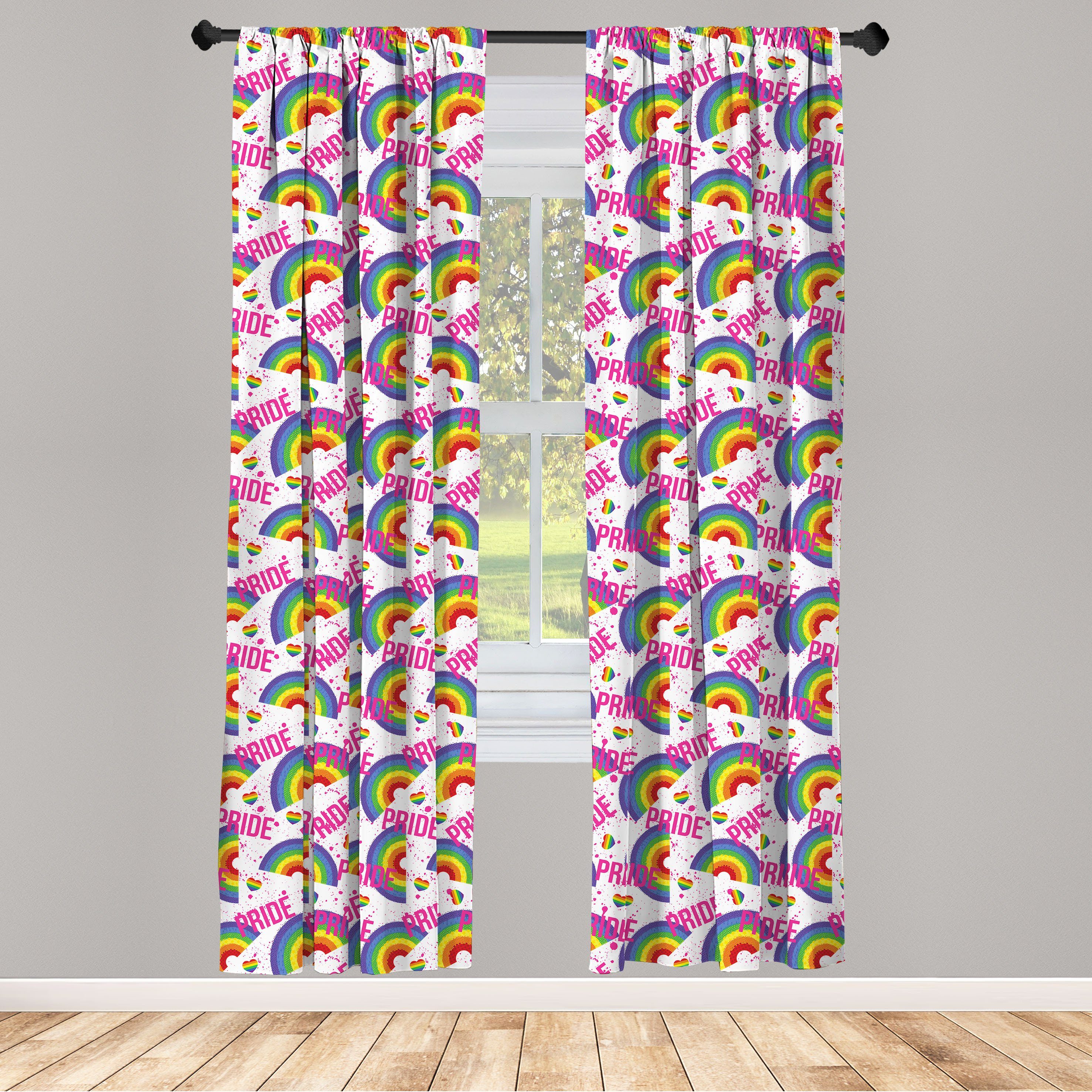 Gardine Vorhang für Wohnzimmer Schlafzimmer Dekor, Abakuhaus, Microfaser, pride Day Vivid Pixel LGBT Theme