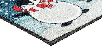 Fußmatte Pingus, wash+dry by Kleen-Tex, rechteckig, Höhe: 7 mm, Schmutzfangmatte, Motiv Pinguine, rutschhemmend, waschbar