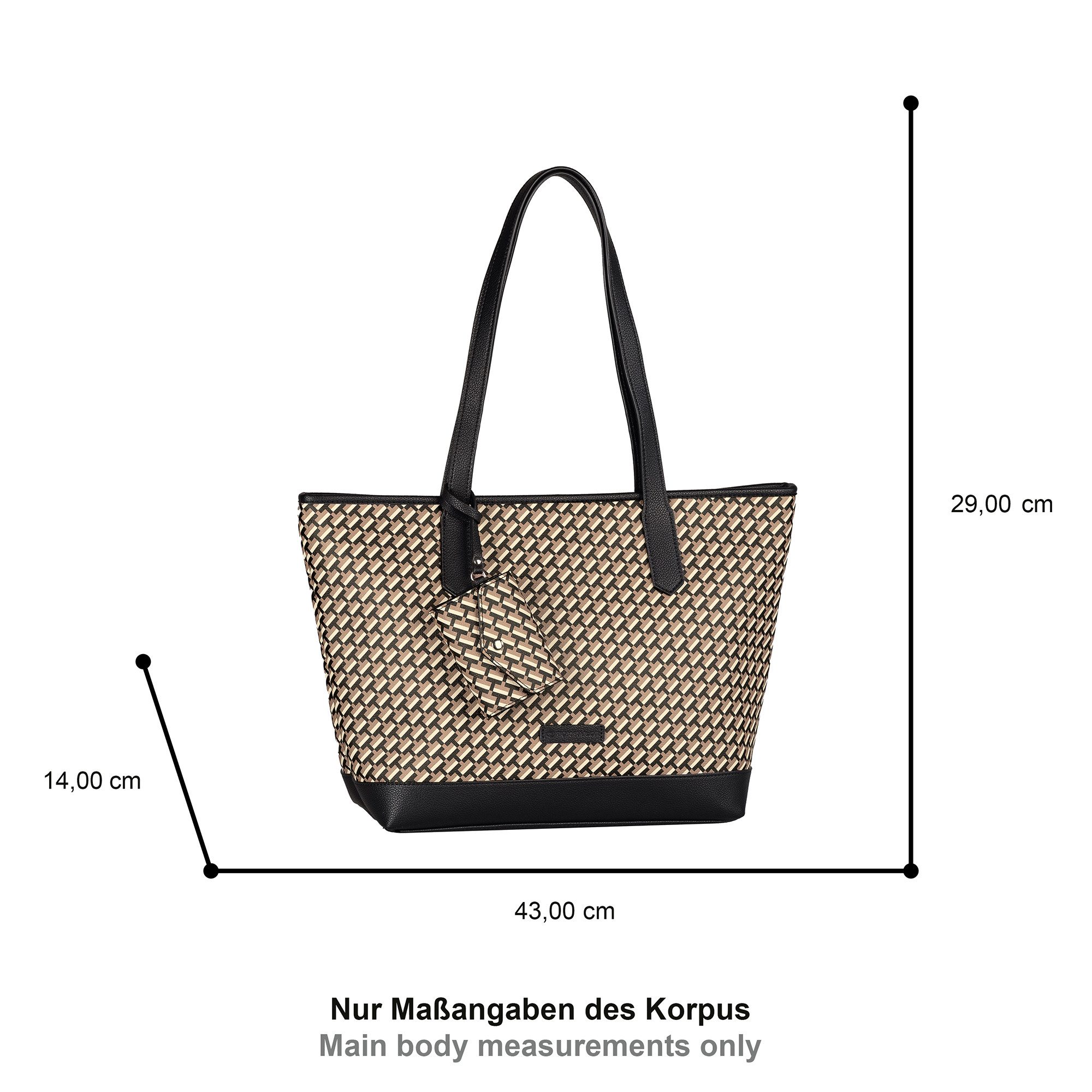 TOM TAILOR Shopper Xenia (Set, Eine abnehmbare Anhängetasche), mit raffiniert geometrischen "T" Print des Logos auf dem Taschenkörper