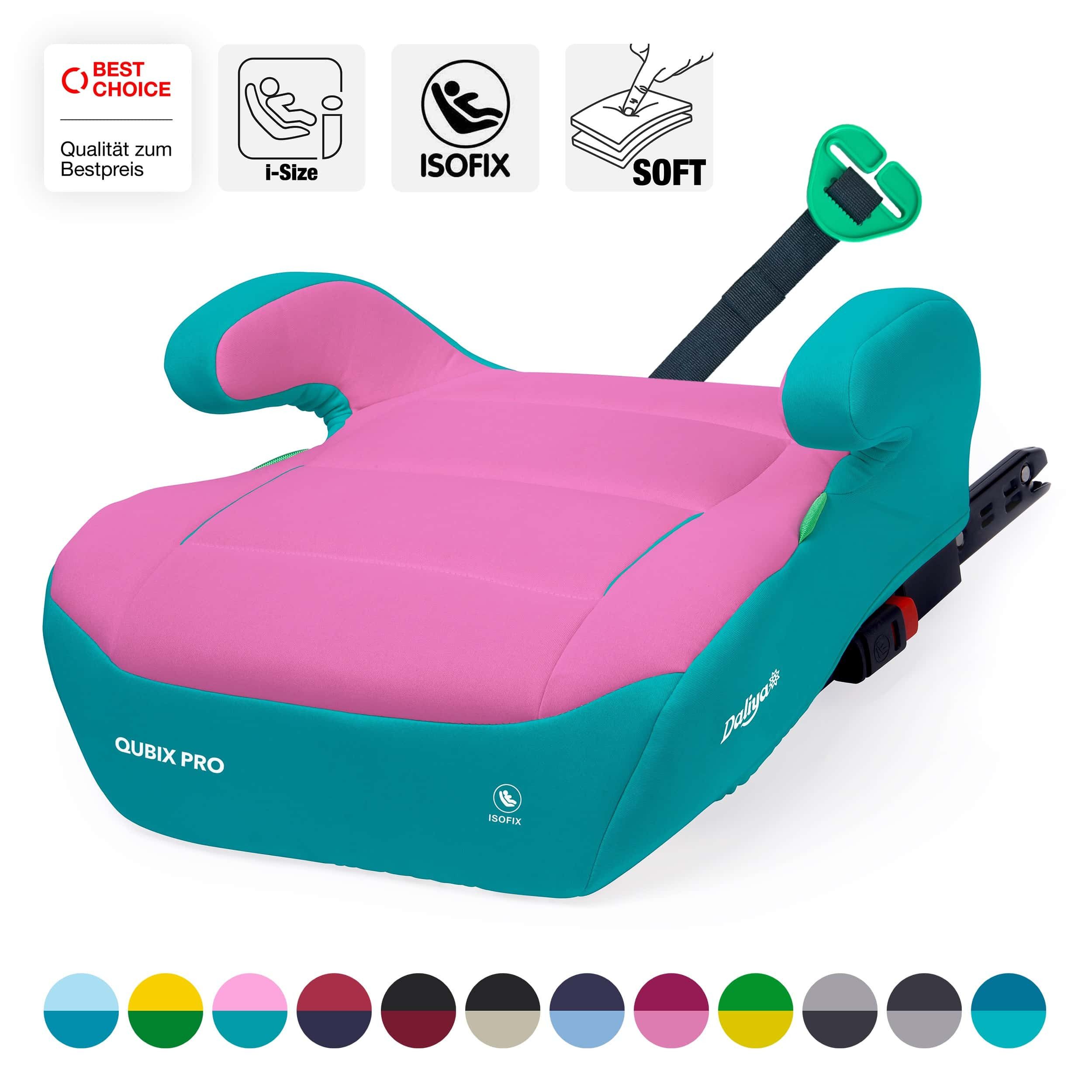 Daliya® Kindersitzerhöhung QUBIX PRO ISOFIX Kindersitz, ab: ab 6 Jahre oder 125cm Körpergröße, bis: bis 12 Jahre oder 150cm Körpergröße, ab: 125 cm, bis: 150 cm, (Packung, 1-tlg), ISOFIX, I-Size, Gurtfix, ergonomisch, weich, waschbarer Bezug