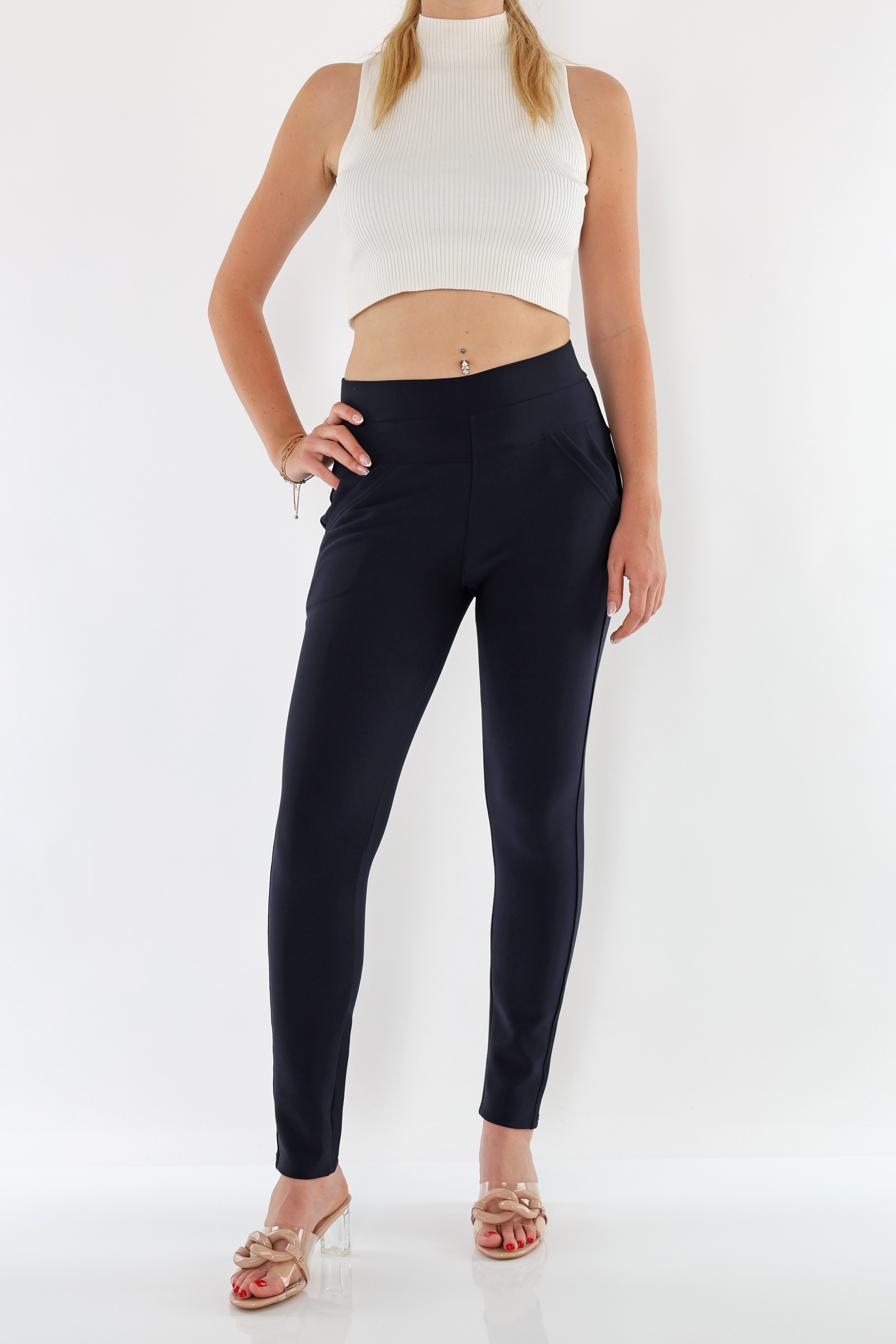 MIRROSI Stretch-Hose Damen Hosen High Waist Strech Hose Elegant Kurzgröße günstig online kaufen