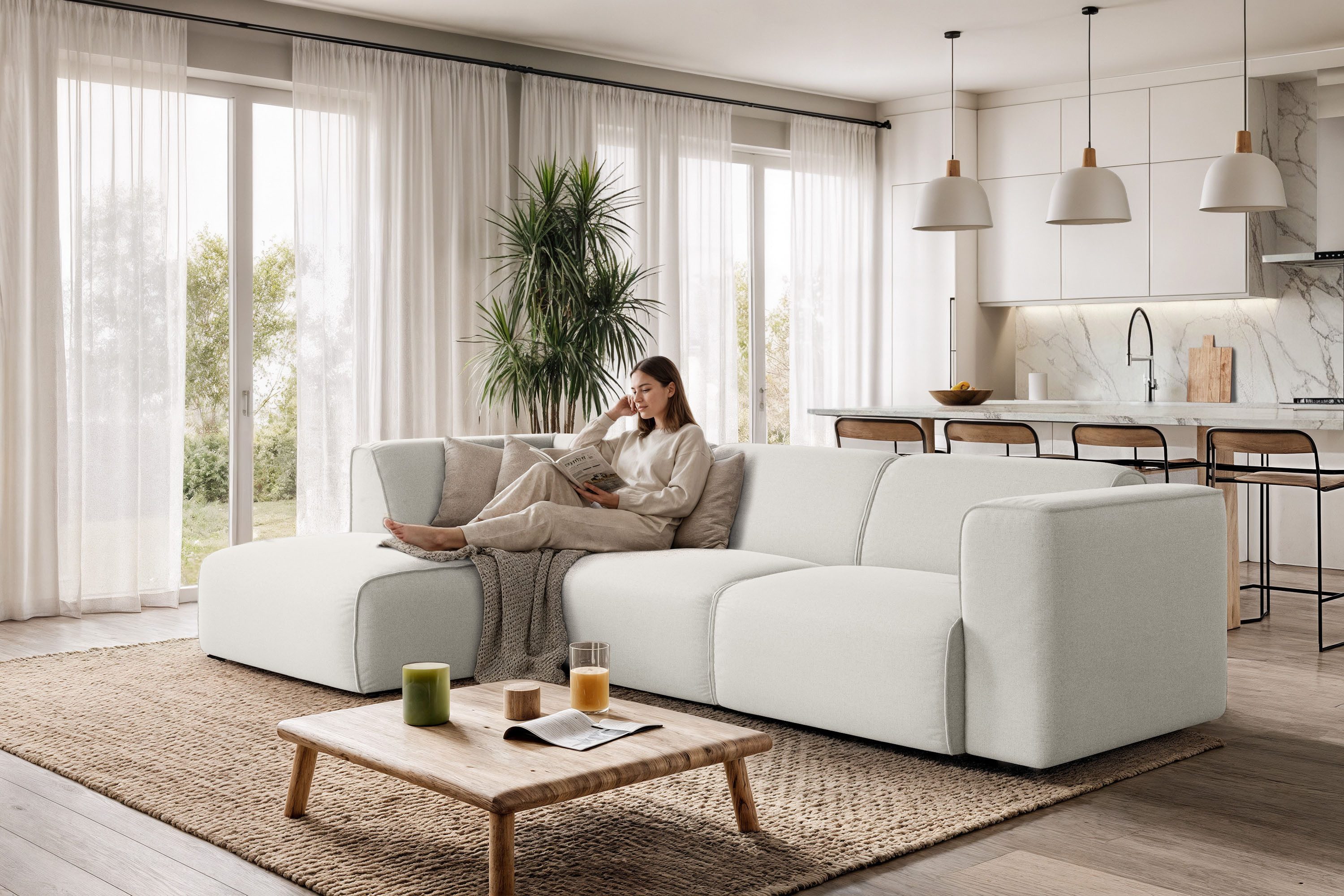 OTTO home Ecksofa Merid L-Form, jederzeit durch Module erweiterbar, B/T/H: 295/162/70 cm, als Modul oder separat verwendbar, für individuelle Zusammenstellung