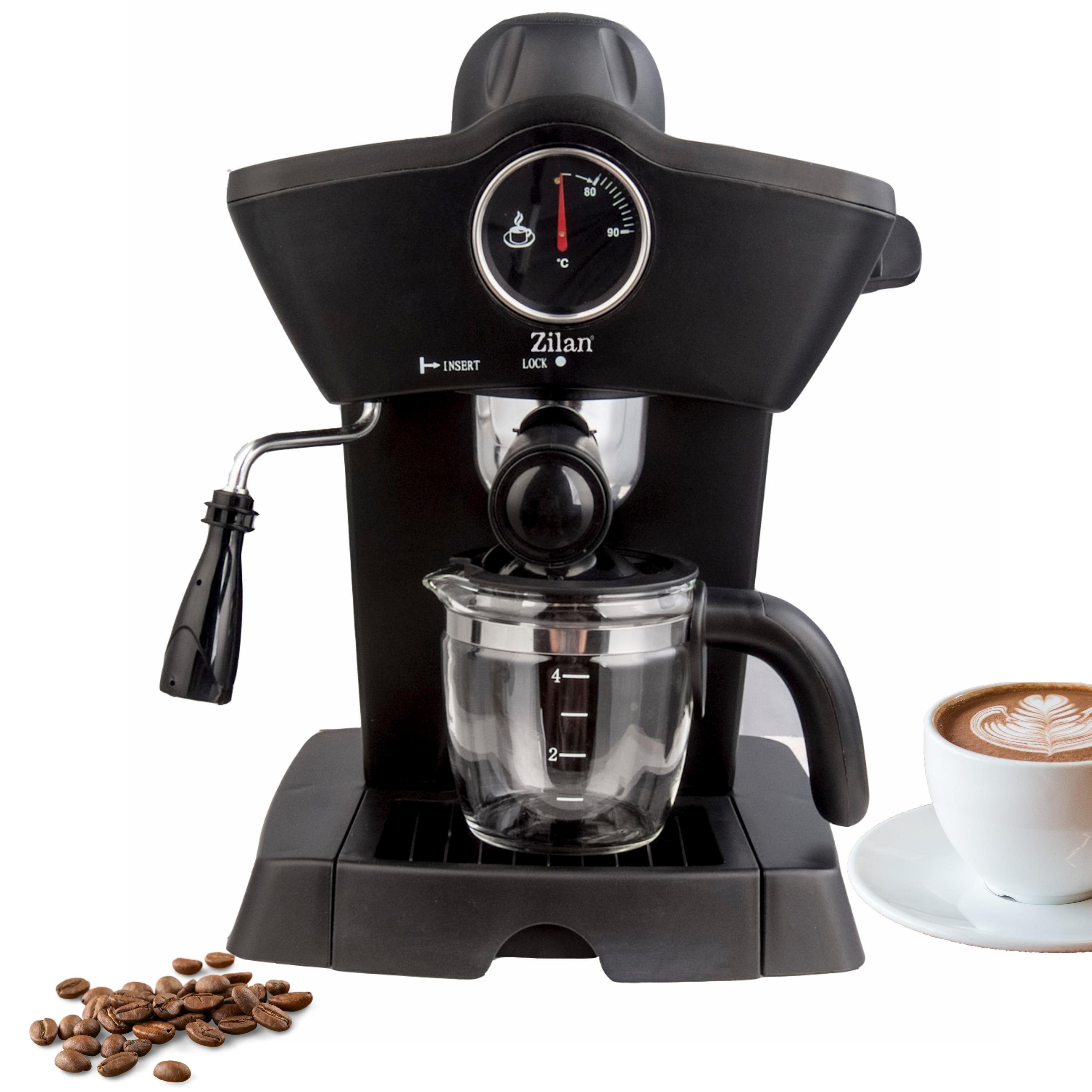 Zilan Espressomaschine, Edelstahlfilter, 3.5 Bar Hochdruckpumpe,Edelstahlfilter,Thermometer