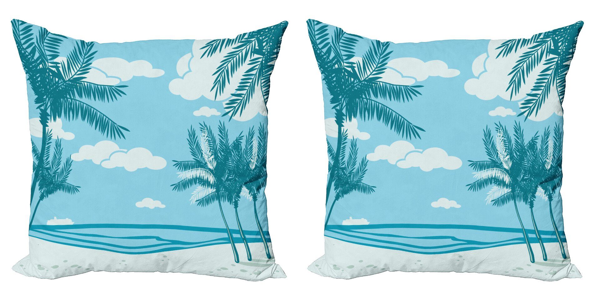Kissenbezüge Modern und Doppelseitiger Grafik-Strand Sand Abakuhaus Accent (2 Stück), Digitaldruck, Palmen