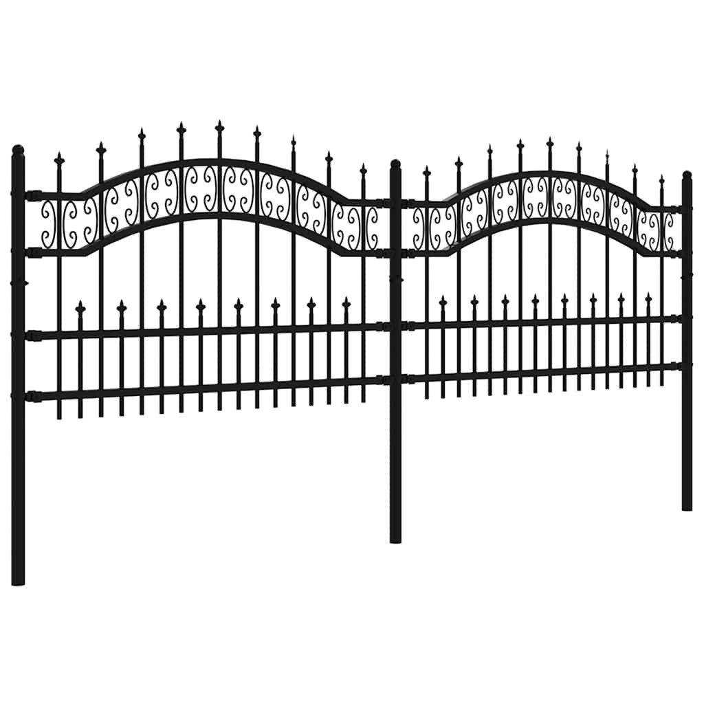 furnicato Zaun Gartenzaun Kampen 240x118 cm Schwarz Pulverbeschichteter Stahl, (1-St)