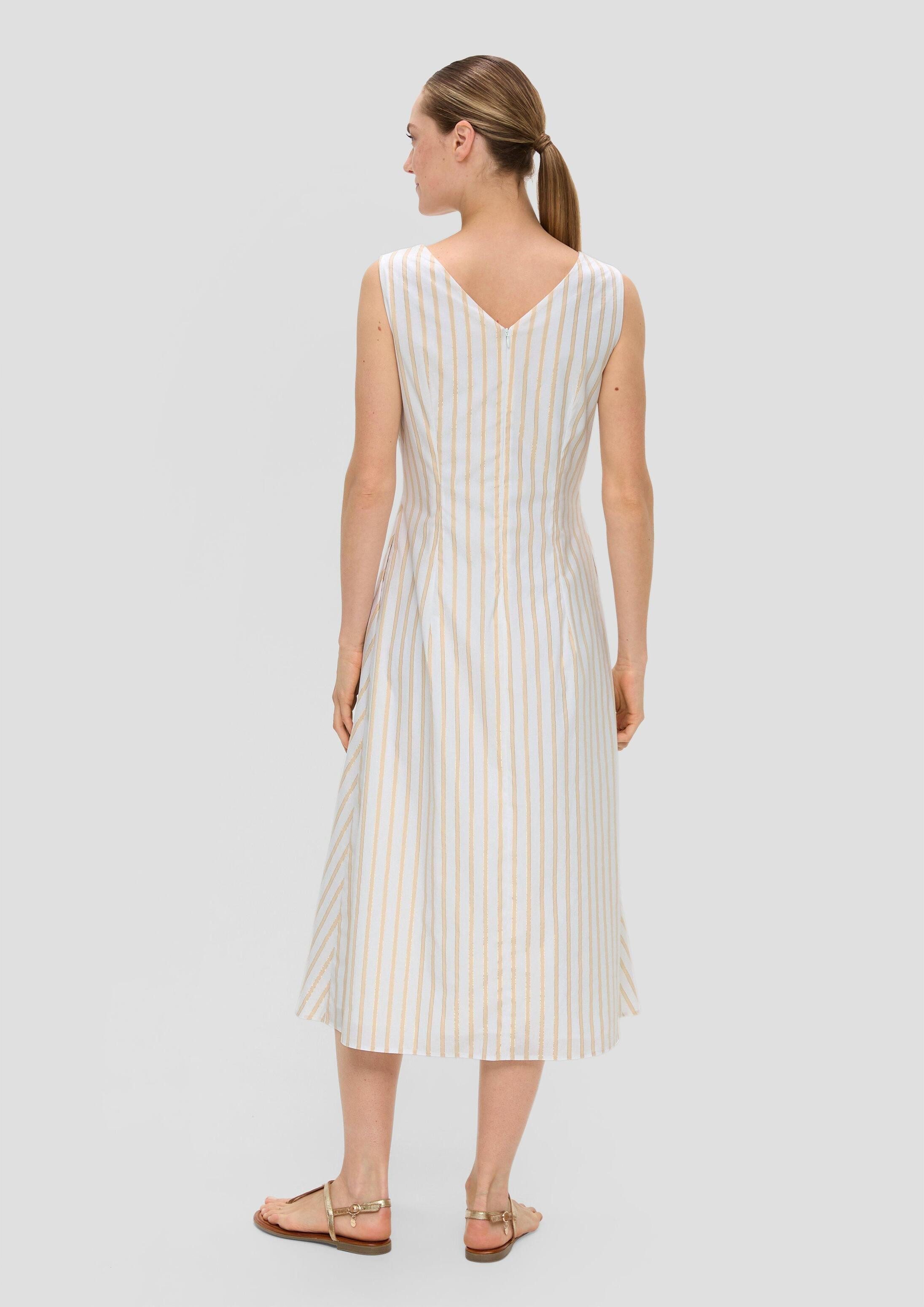 s.Oliver Midikleid Kleid Baumwollkleid mit Metallic-Streifenmuster und Eingrifftaschen