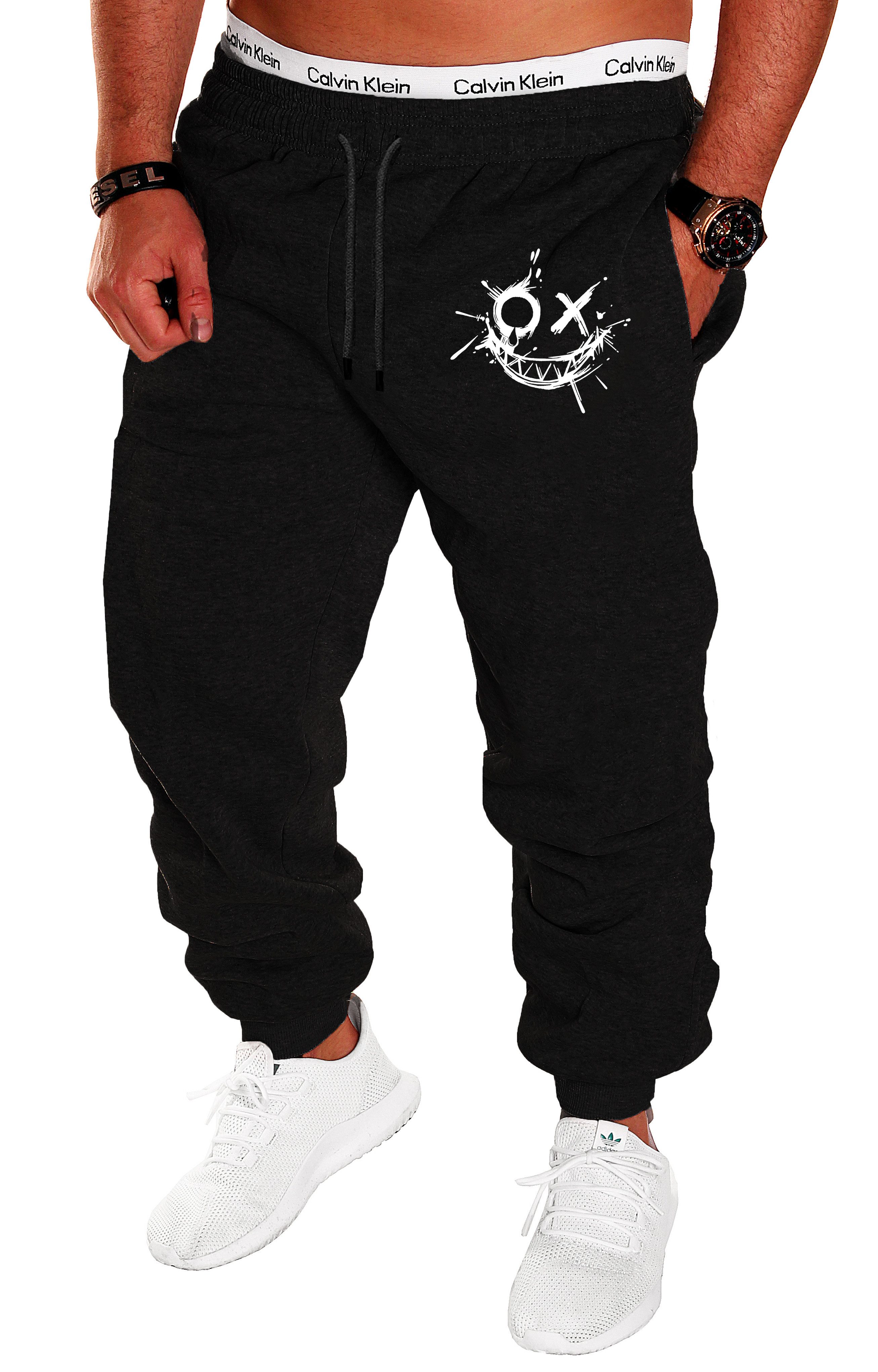 RMK Jogginghose Herren Trainingshose Sport Hose Uni Smile Smiley Elastikbun günstig online kaufen