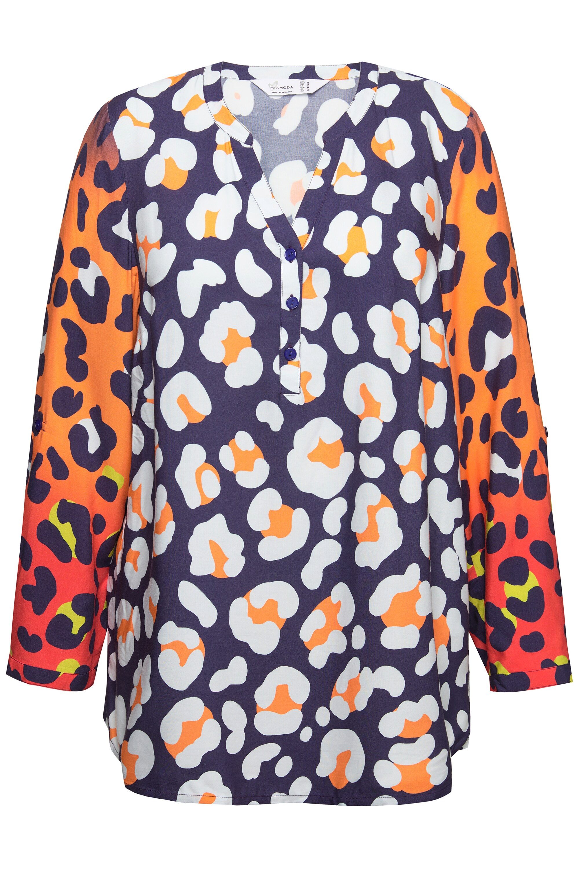 MIAMODA Spitzenbluse Bluse Leo-Mustermix Tunika-Ausschnitt Langarm günstig online kaufen