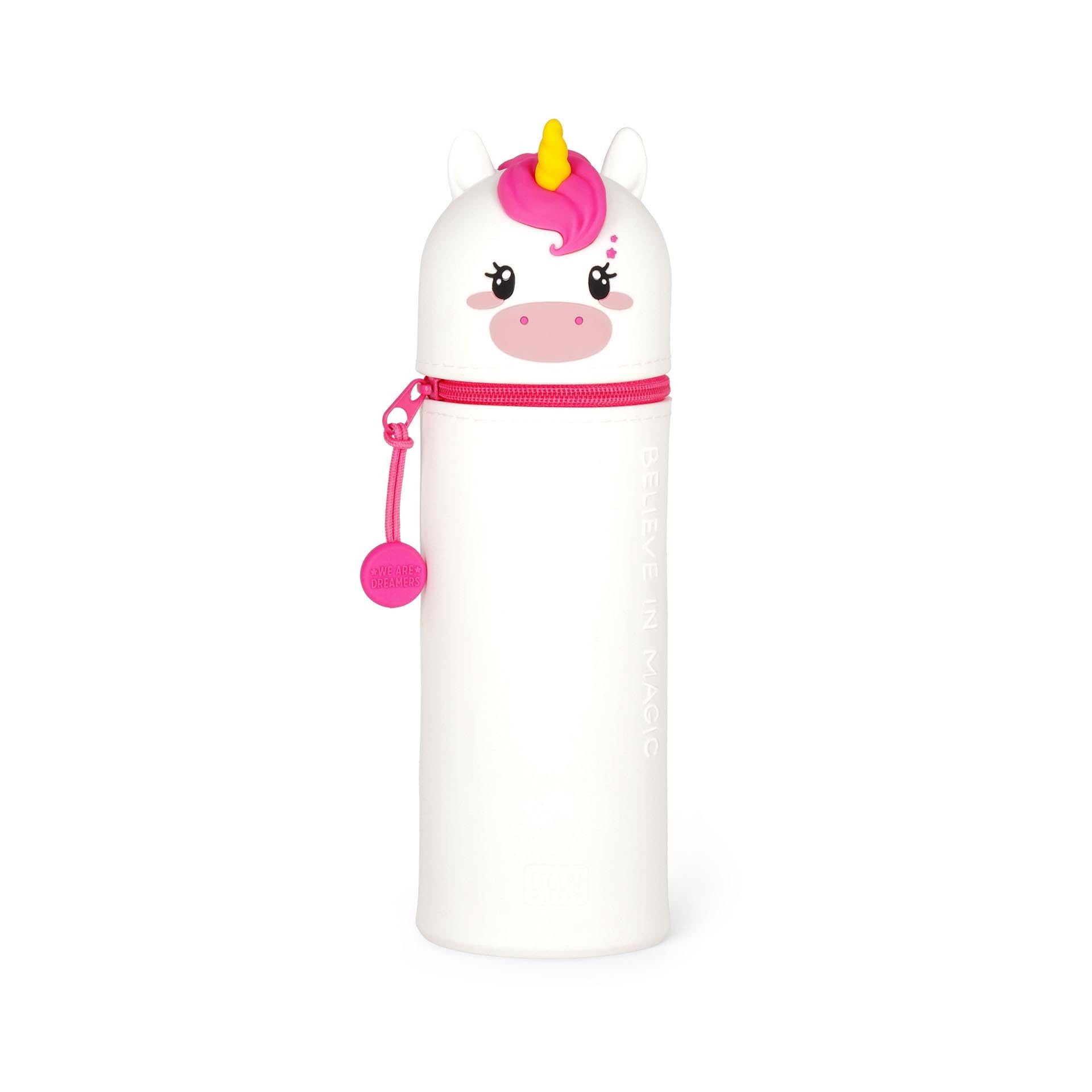 Legami Federmäppchen 2-in-1 Silikontasche 18,5 cm für Schule und Tisch, Weich, Giraffen-Design, Reißverschluss, für Buntstifte und Marker