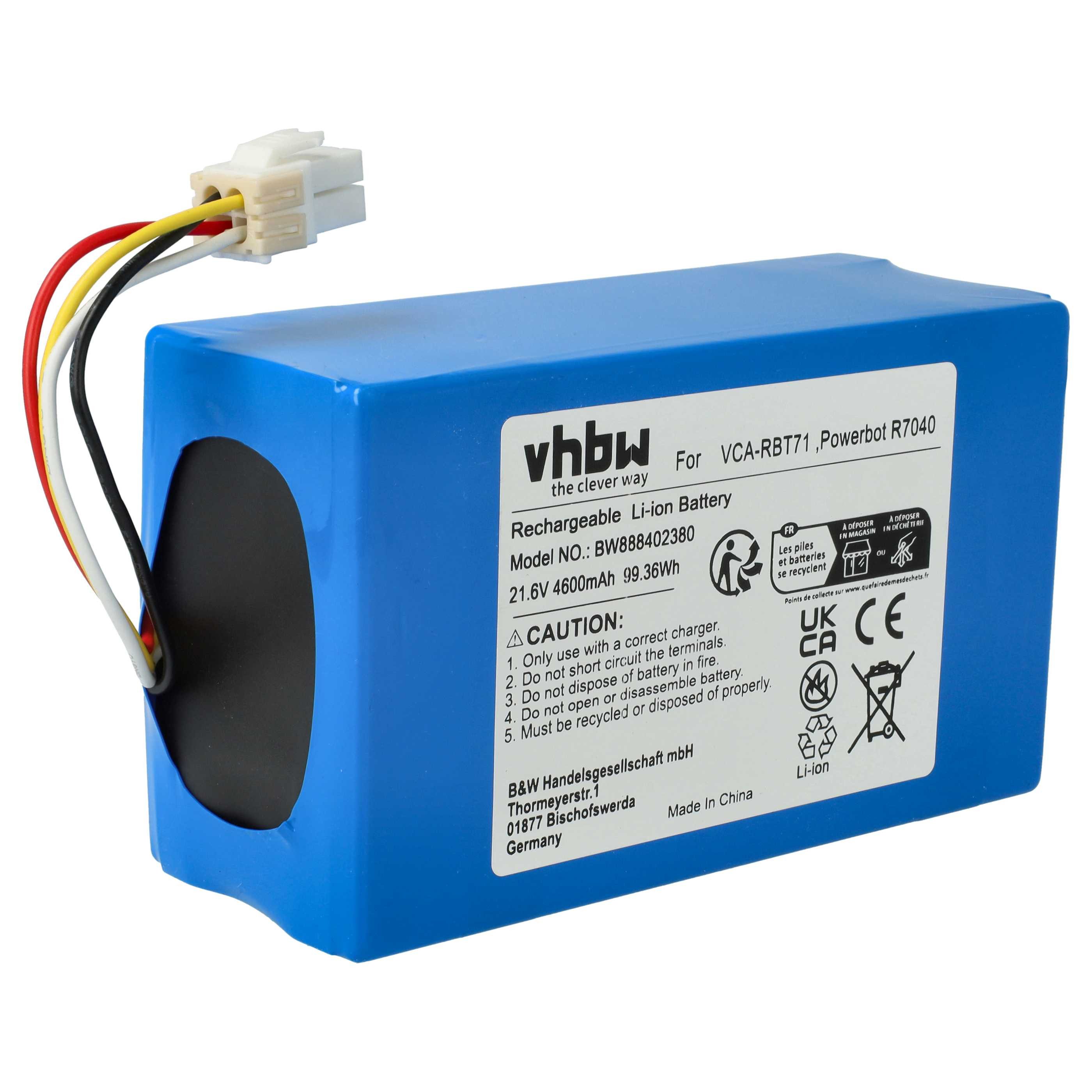 vhbw Akku passend für Samsung Powerbot SR20J9020U, R7040, SR10M703PWG, Staubsauger-Akku Akku Li-Ion 4600 mAh (21,6 V, 1 St), Leistungsfähiger Austausch-Akku für Ihren Saugroboter
