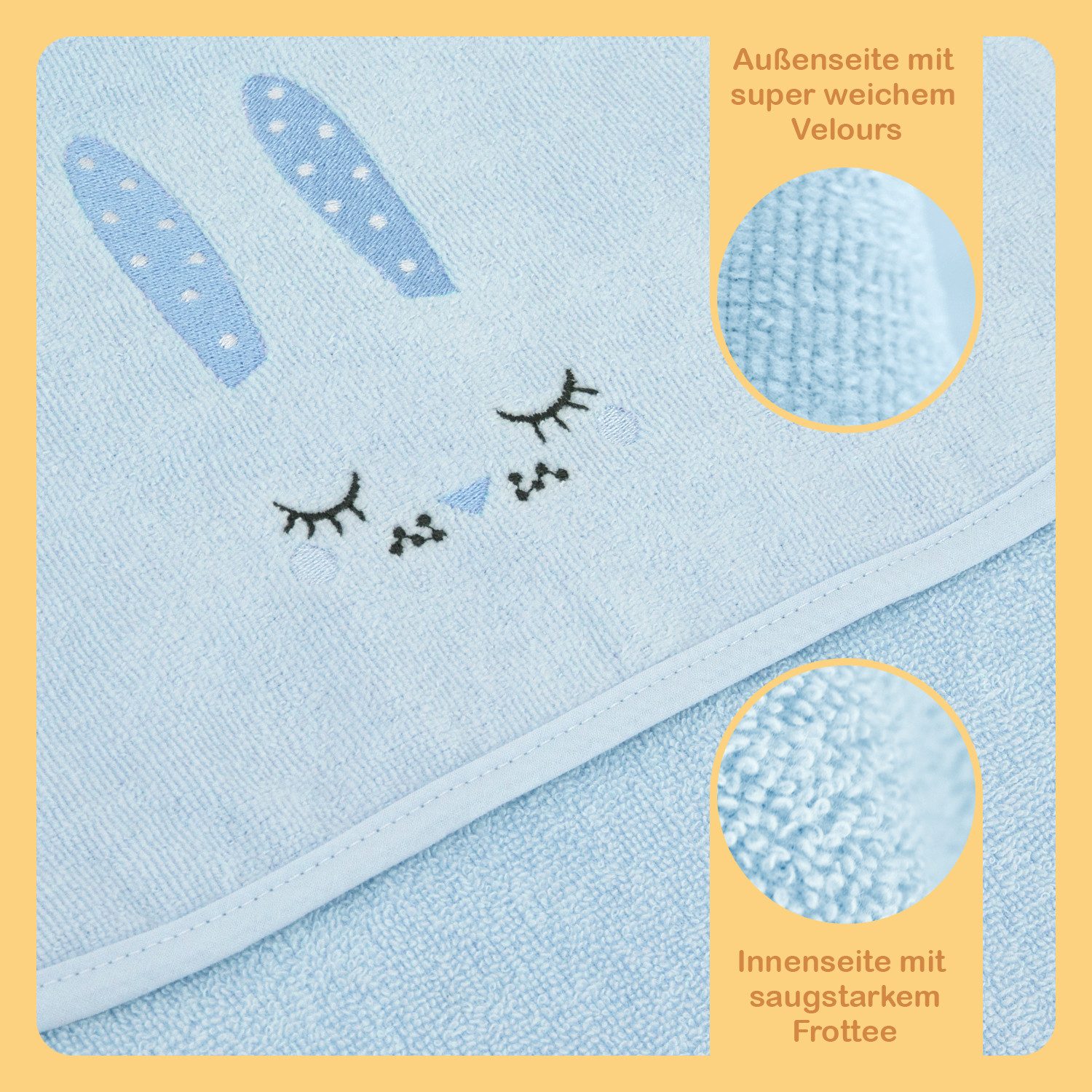 celodoro Babybademantel Baby Bade Geschenk Set 5-teilig, Baumwolle – Bild 4 von 5