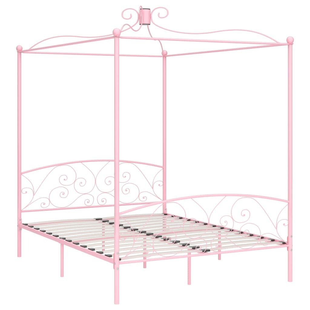 vidaXL Himmelbett 180 x 200 cm Himmelbett-Gestell Rosa Metall 180x200 cm Bett Bettrahmen