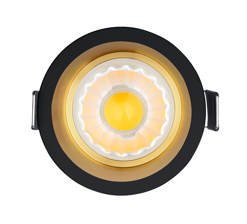 LEDANDO LED Einbaustrahler 10er LED Einbaustrahler Set Schwarz / Gold mit LED GU10 Markenstrahler | Strahler