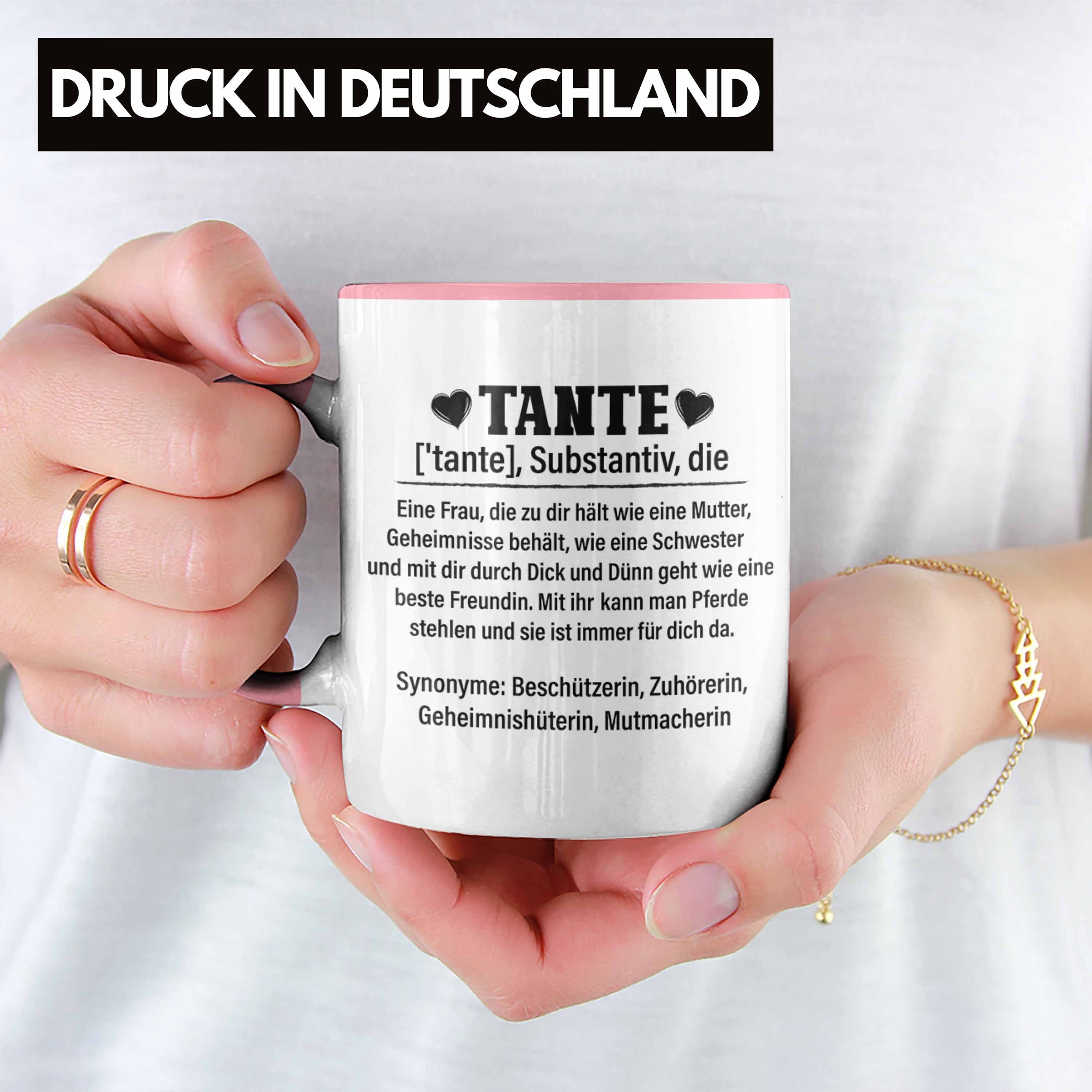 Trendation Tasse Trendation - Spruch Beste Rosa Geschenkidee Welt Tante der Lustig Beste Tante von Tasse Geschenk Nichte