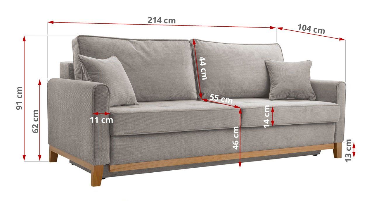 Sofa freistehend Federndes mit Rückenkissen, Sitzpolster ARRAS, MKS MÖBEL abnehmbaren
