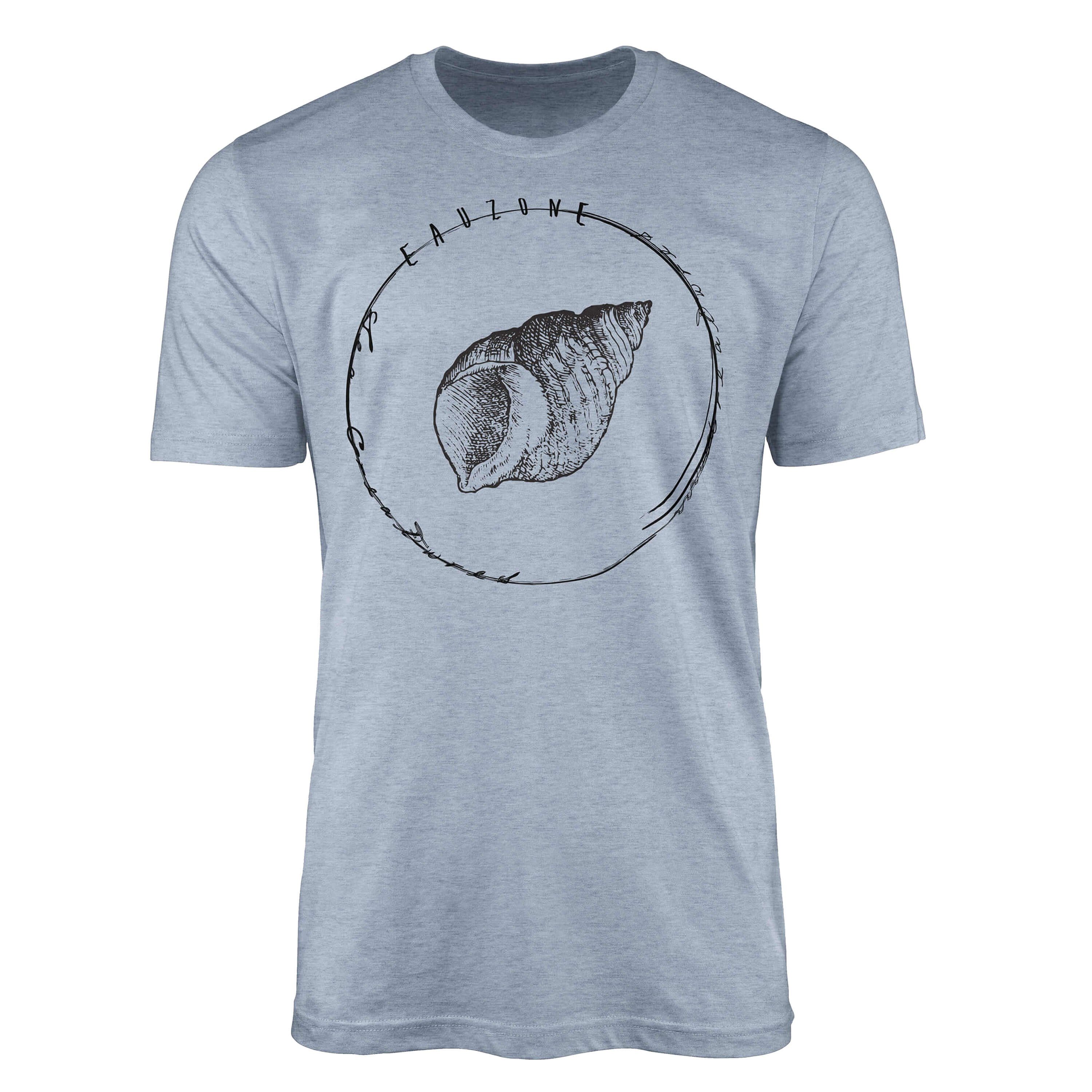 Sinus Art T-Shirt T-Shirt Tiefsee Fische - Serie: Sea Creatures, feine Struktur und sportlicher Schnitt / Sea 025 Stonewash Denim